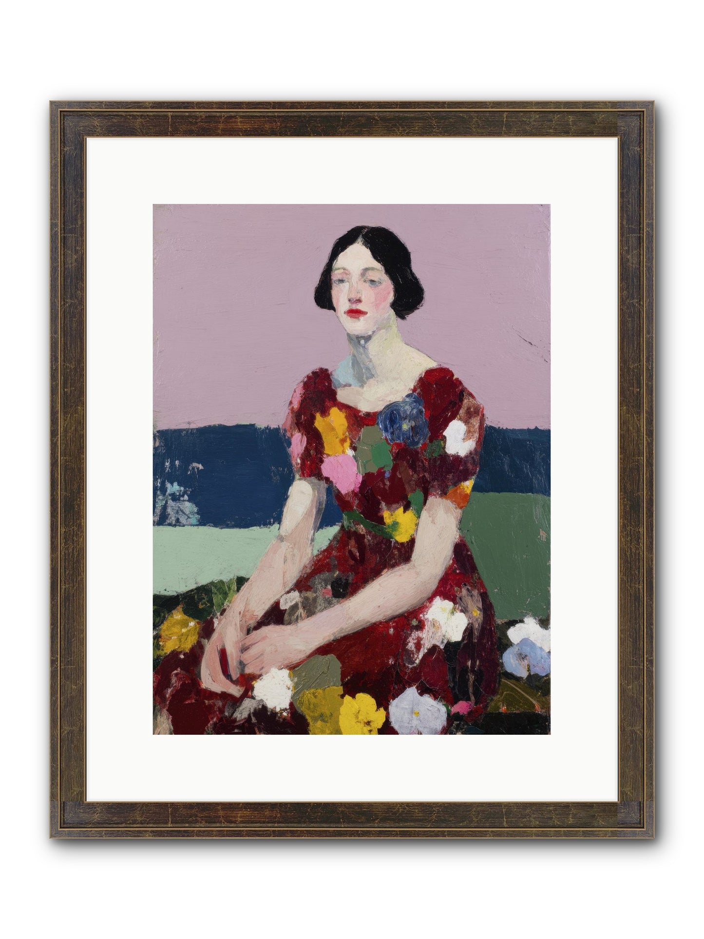 Portrait In Bloom Framed Print - Slimwoods Black/Gold 12x16
