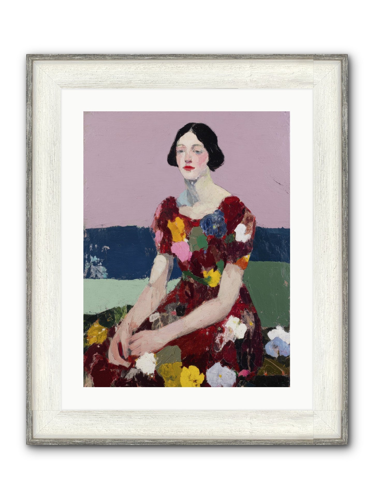 Portrait In Bloom Framed Print - Driftwood White 18x24