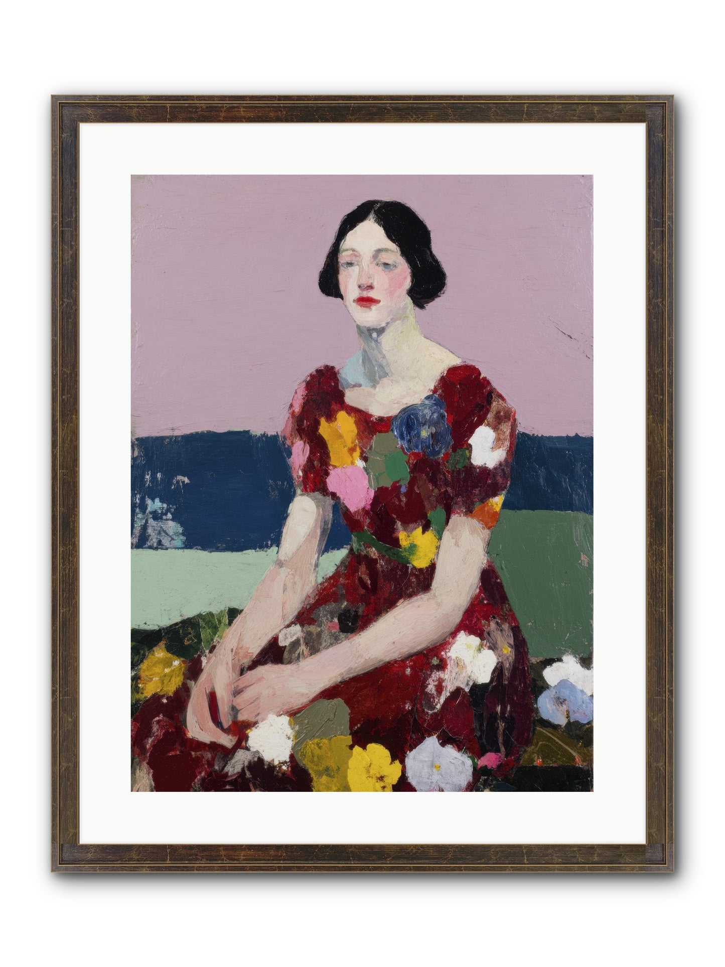Portrait In Bloom Framed Print - Slimwoods Black/Gold 18x24