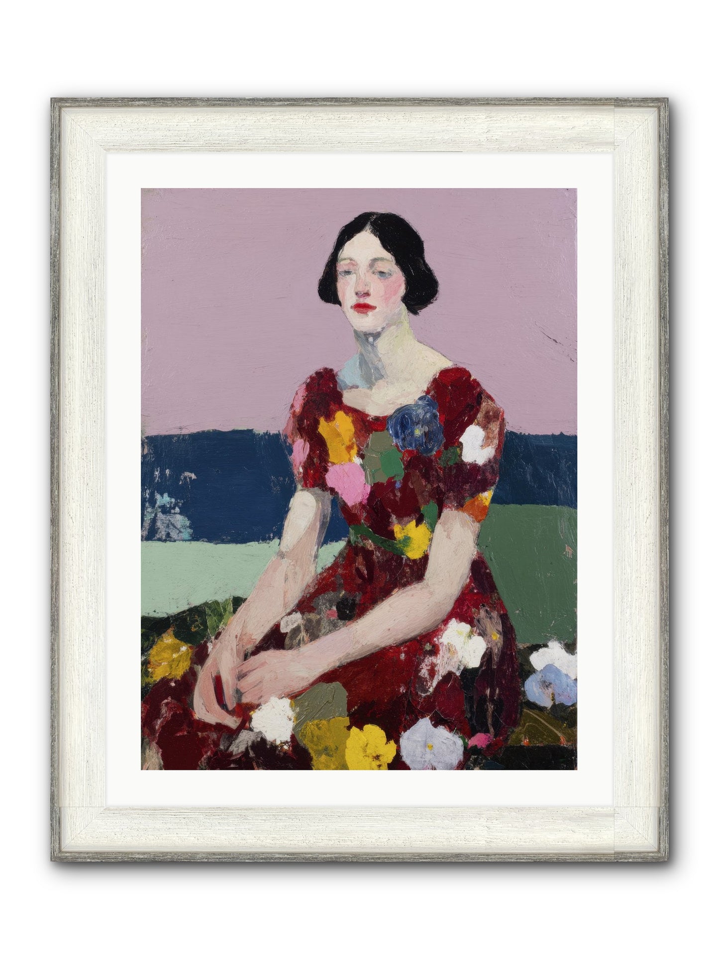 Portrait In Bloom Framed Print - Driftwood White 24x32