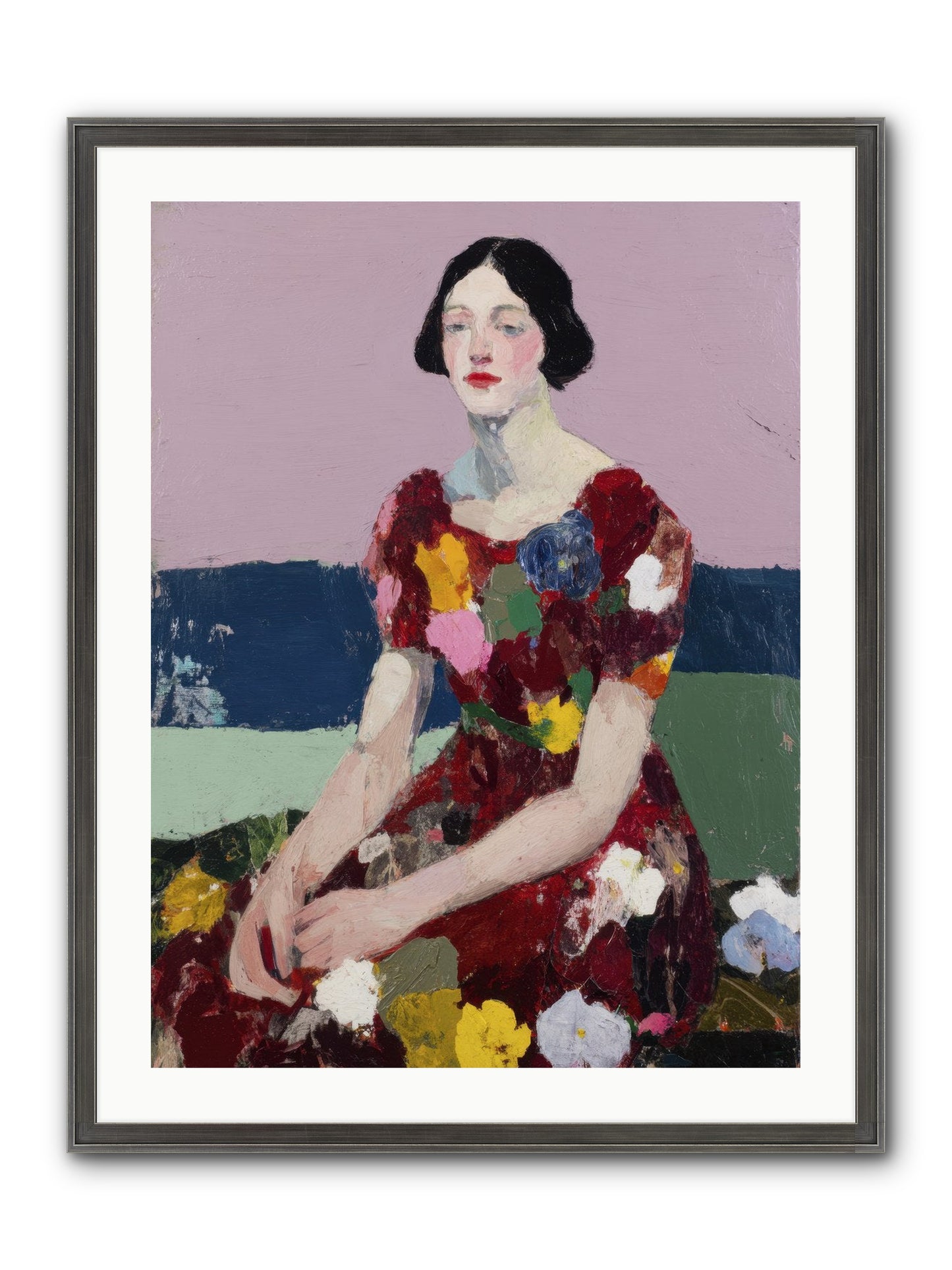 Portrait In Bloom Framed Print - Slimwoods Black/Silver 24x32