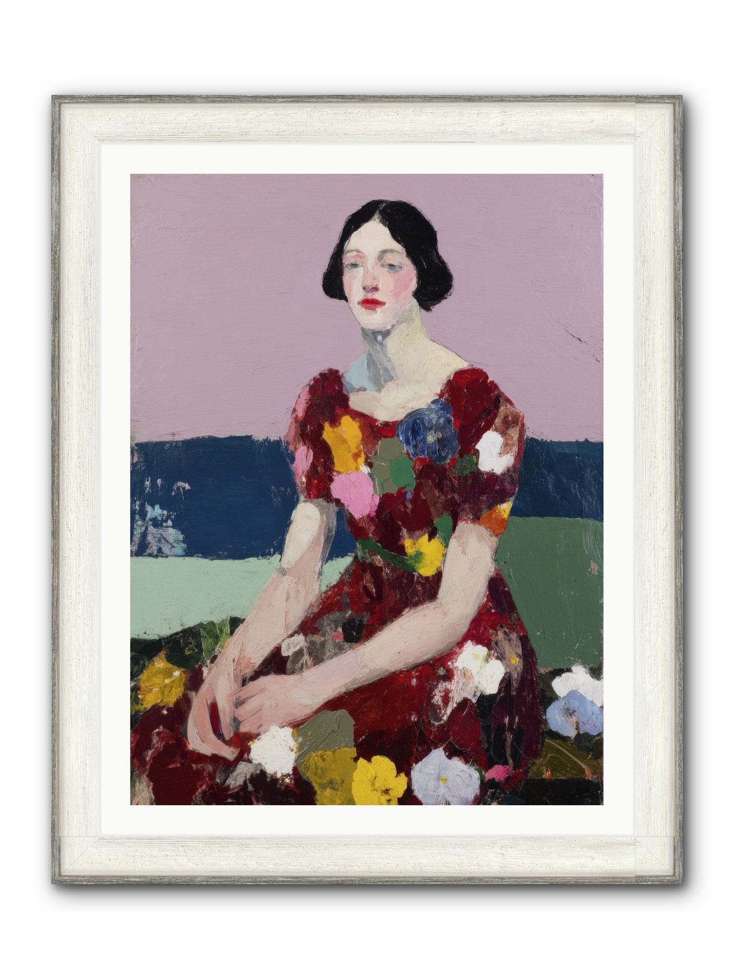 Portrait In Bloom Framed Print - Driftwood White 30x40