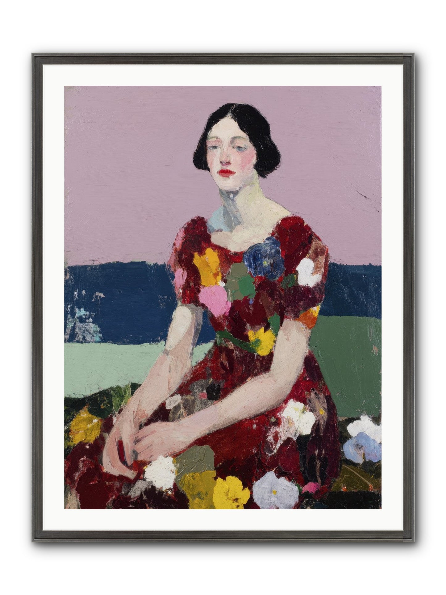 Portrait In Bloom Framed Print - Slimwoods Black/Silver 30x40