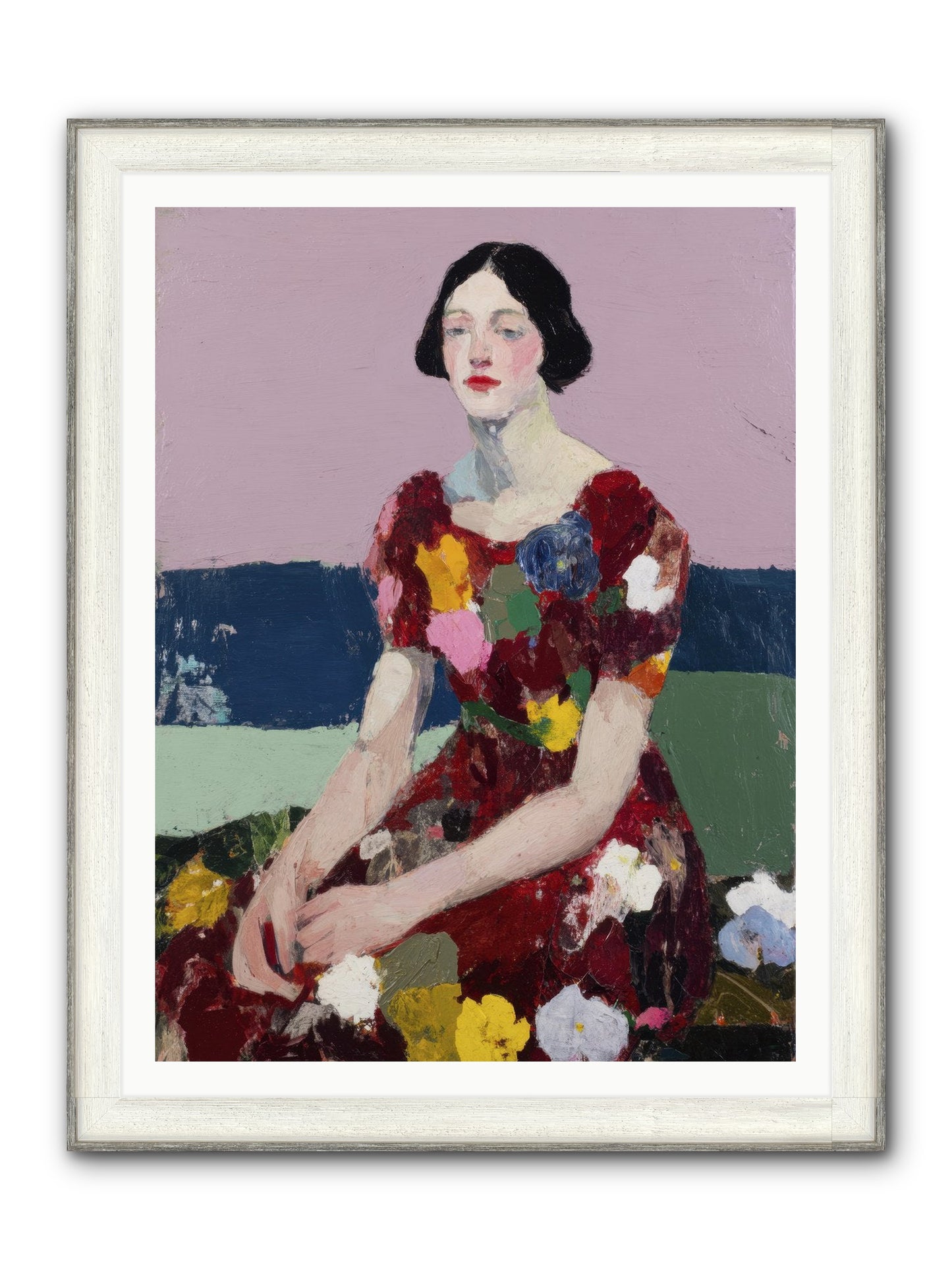 Portrait In Bloom Framed Print - Driftwood White 36x48