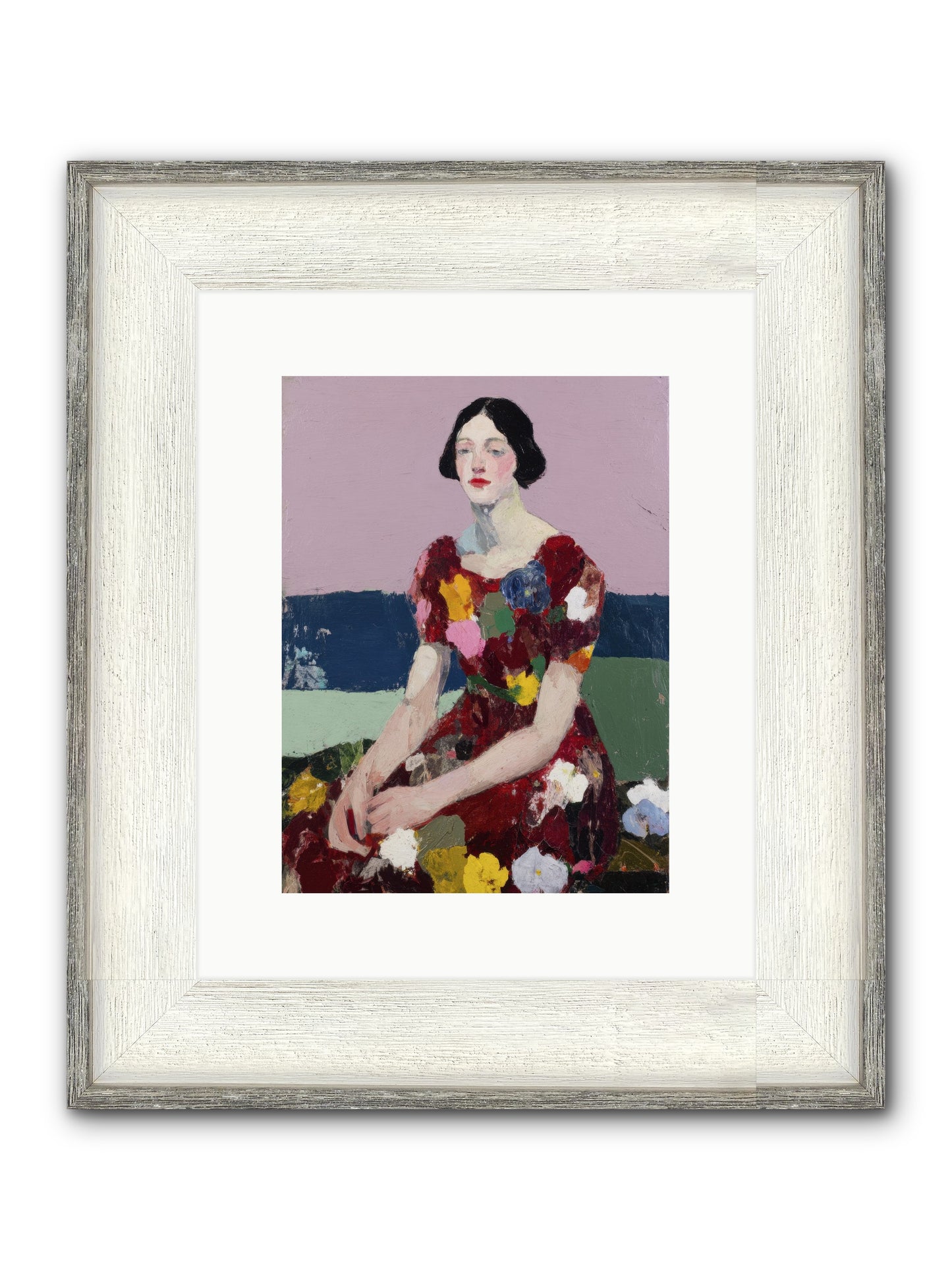 Portrait In Bloom Framed Print - Driftwood White 9x12