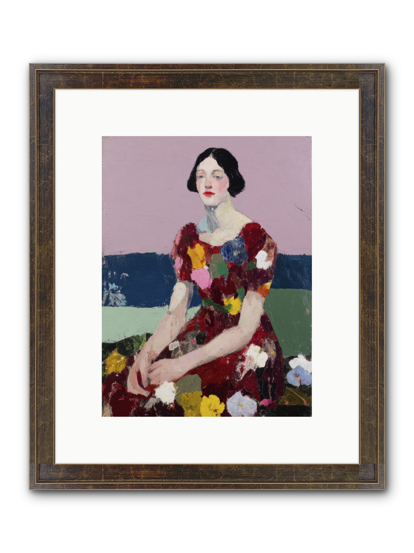 Portrait In Bloom Framed Print - Slimwoods Black/Gold 9x12