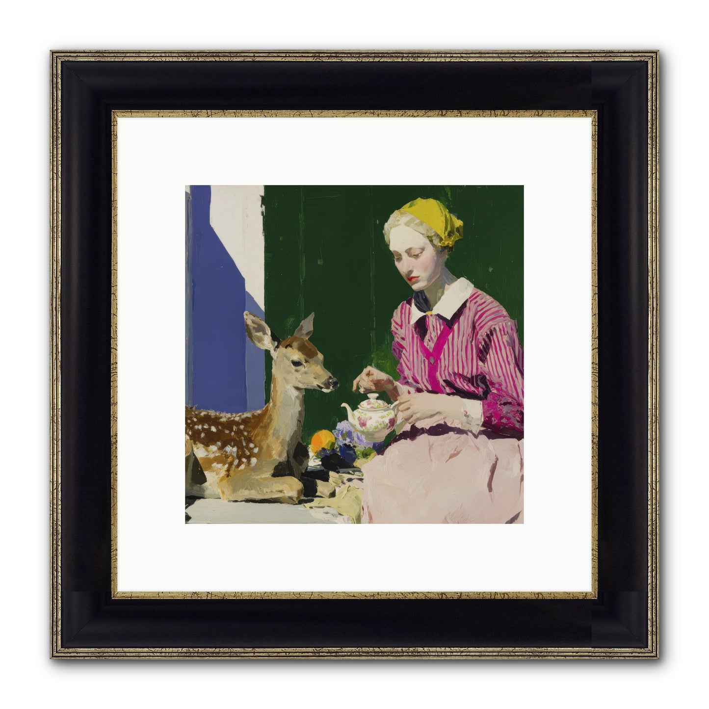 Portrait in Stolen Moments Framed Print - Black & Gold 10x10