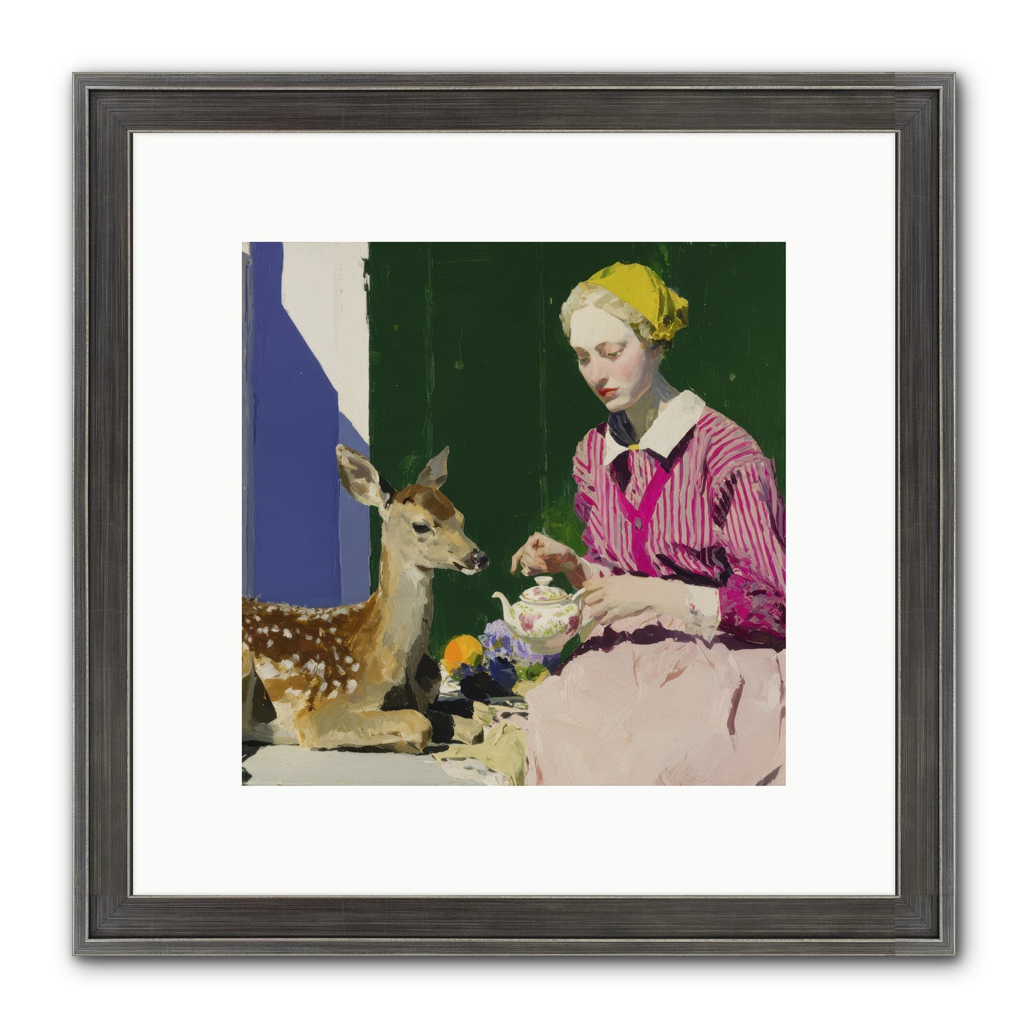 Portrait in Stolen Moments Framed Print - Slimwoods Black/Silver 10x10