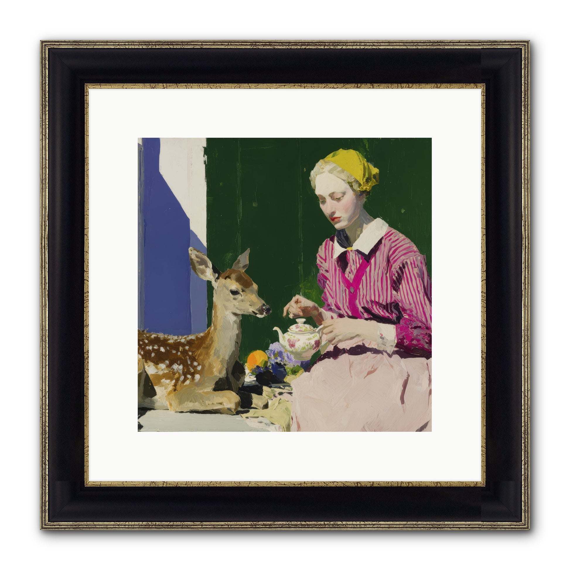 Portrait in Stolen Moments Framed Print - Black & Gold 12x12