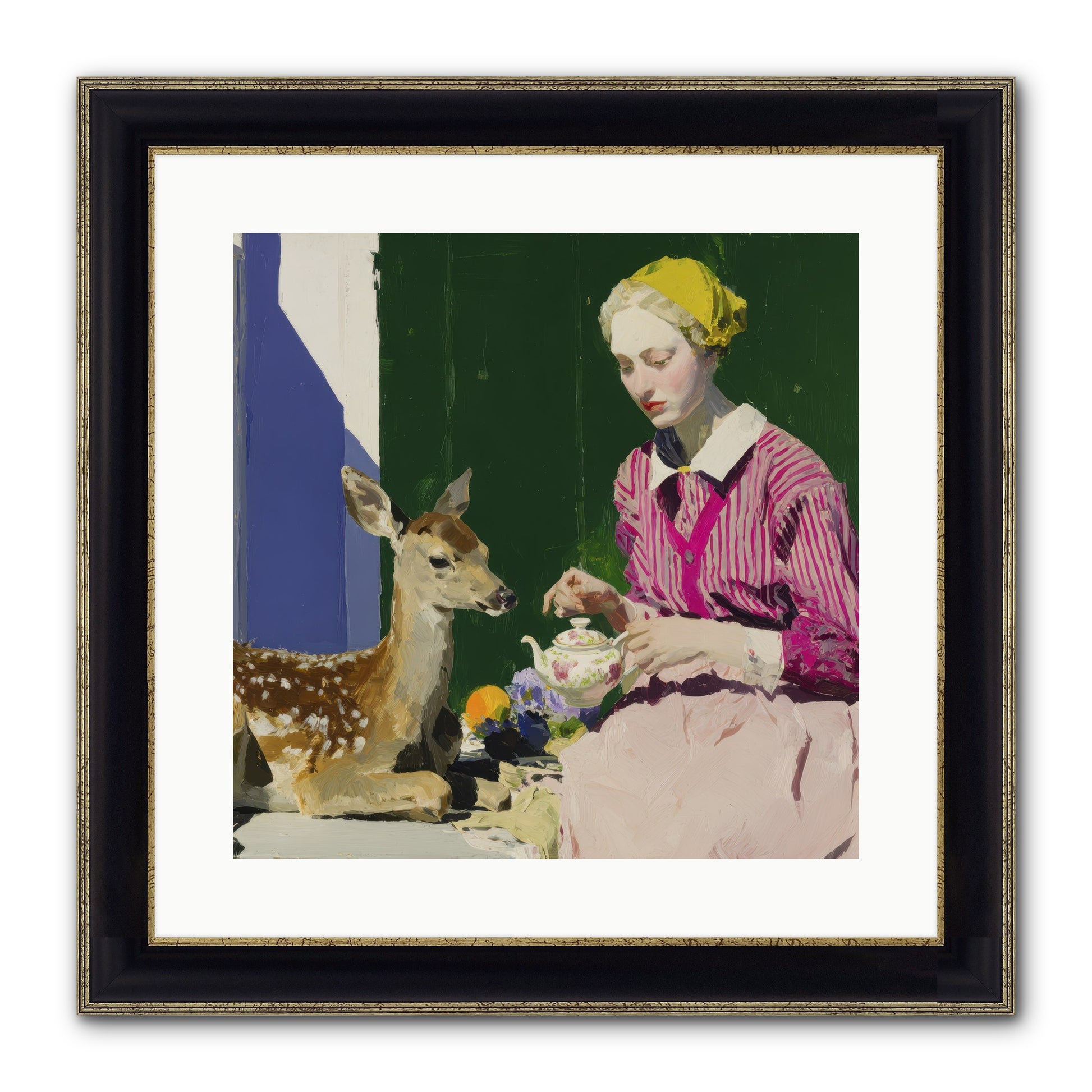 Portrait in Stolen Moments Framed Print - Black & Gold 16x16