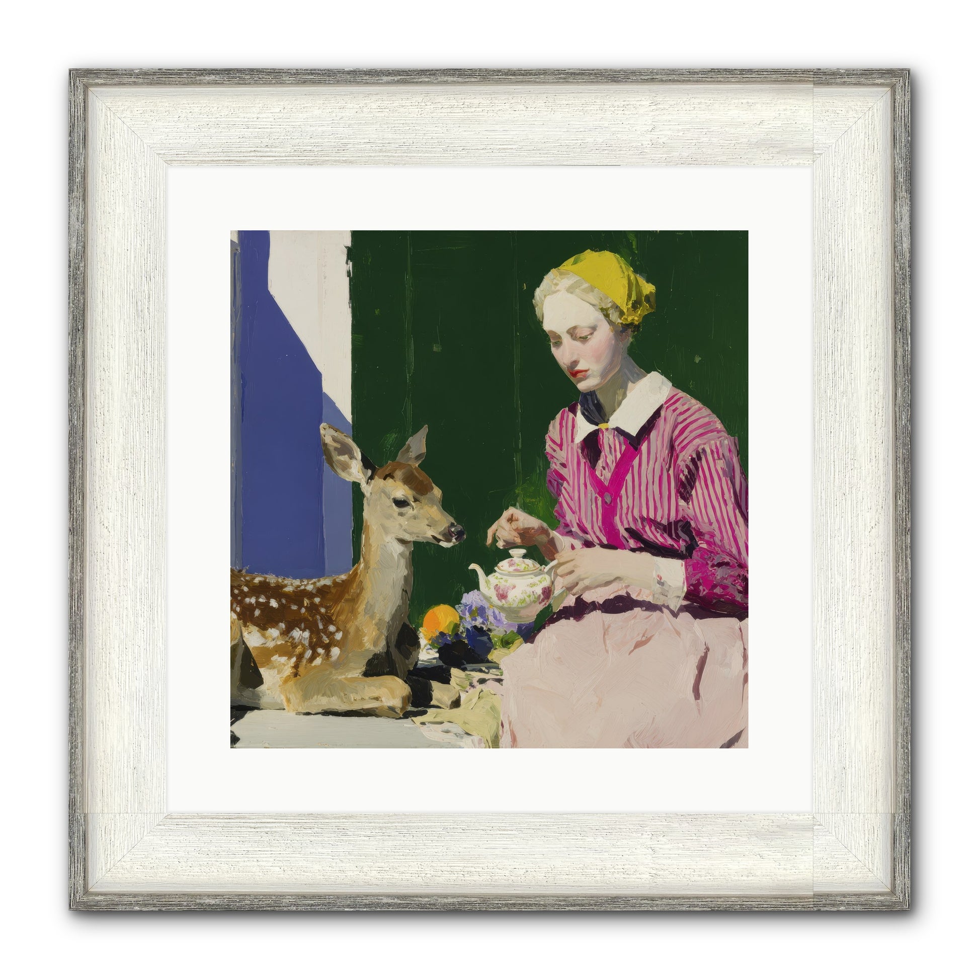Portrait in Stolen Moments Framed Print - Driftwood White 16x16