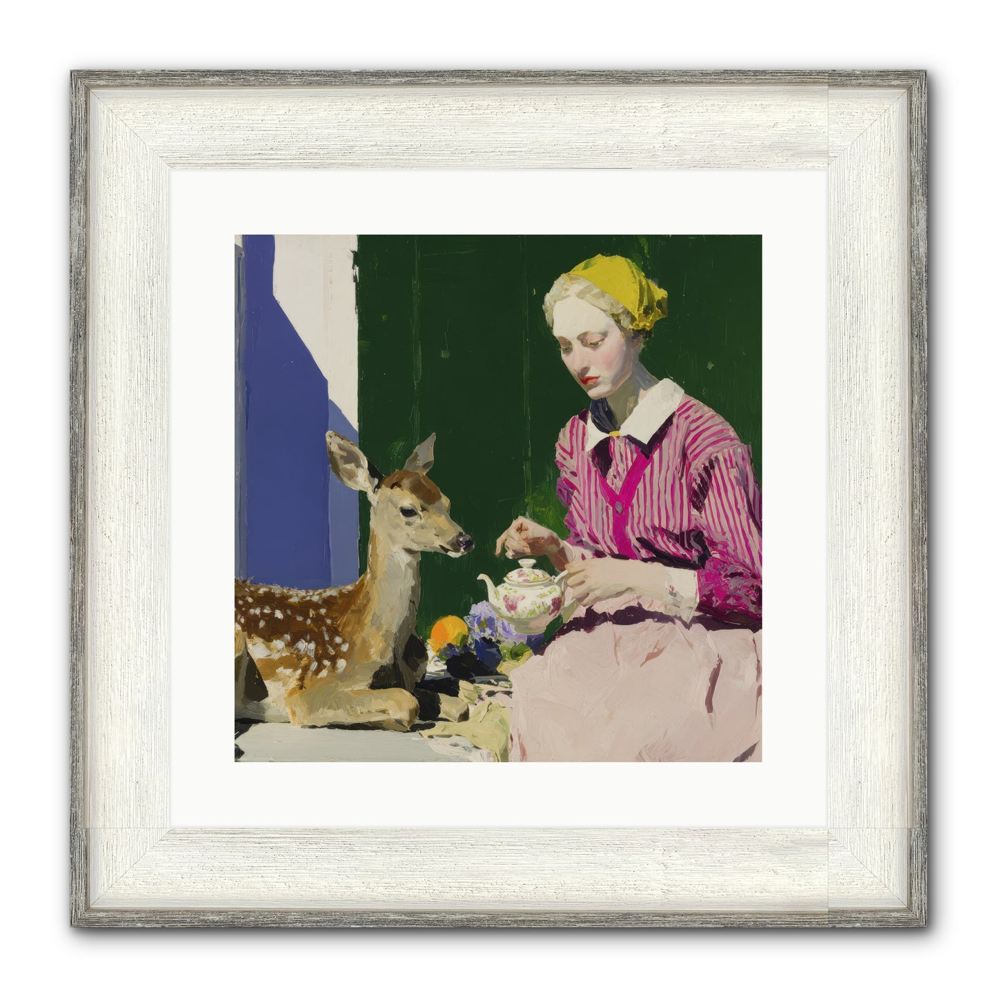 Portrait in Stolen Moments Framed Print - Driftwood White 16x16