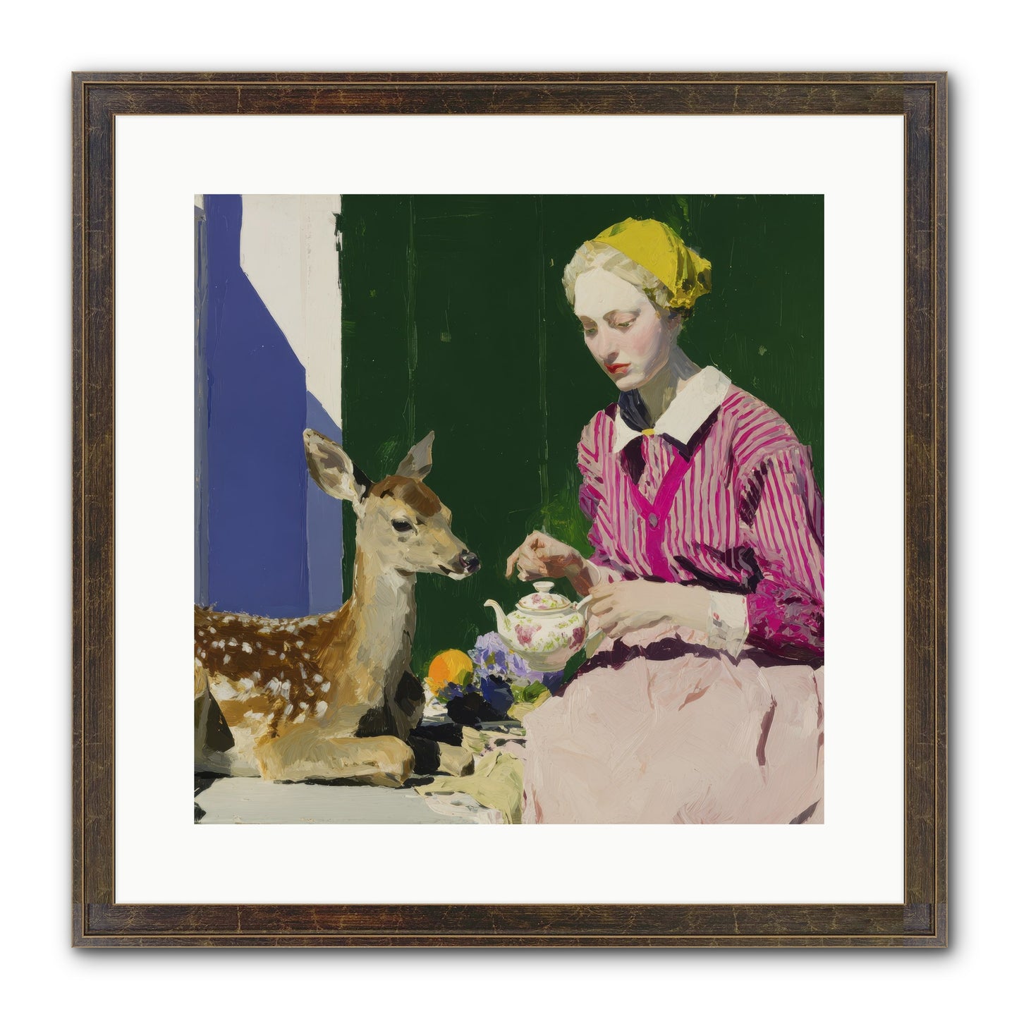 Portrait in Stolen Moments Framed Print - Slimwoods Black/Gold 16x16