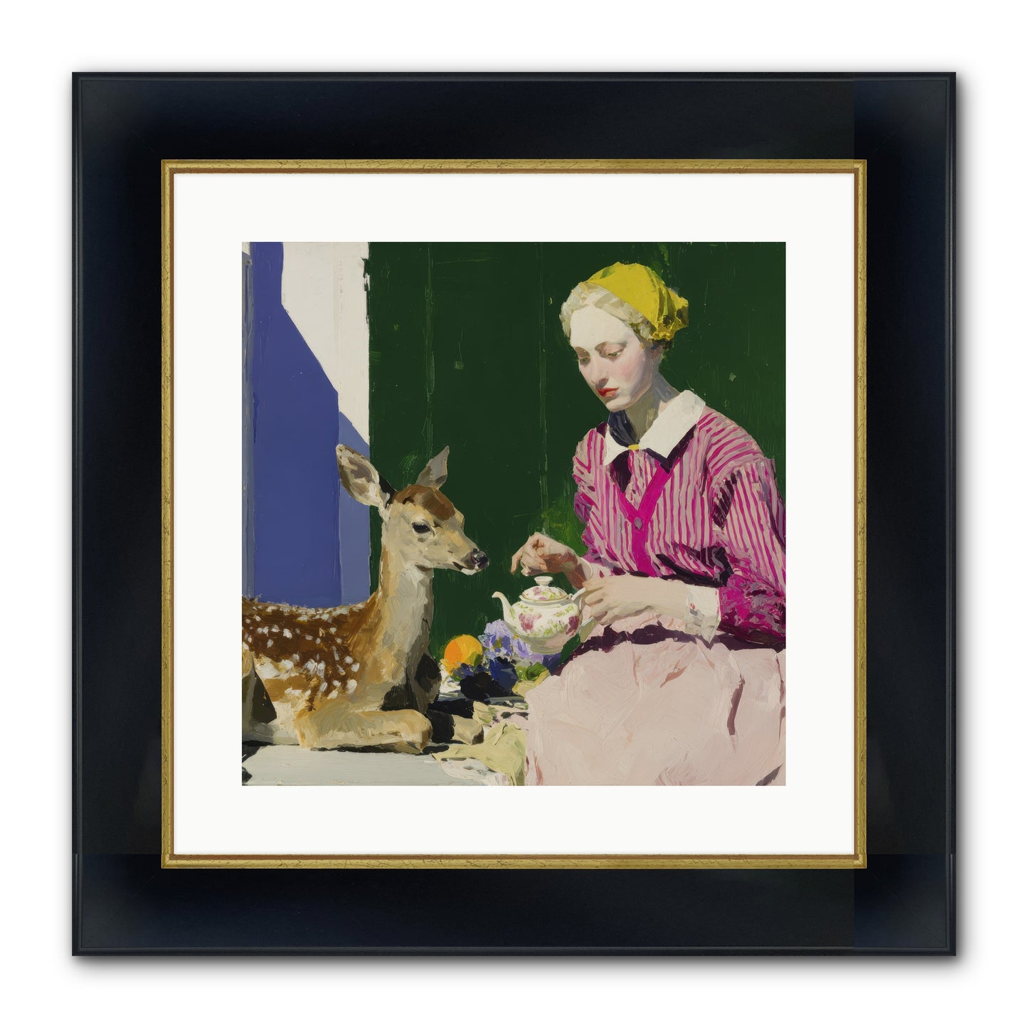 Portrait in Stolen Moments Framed Print - Wide Black w/Gold 16x16