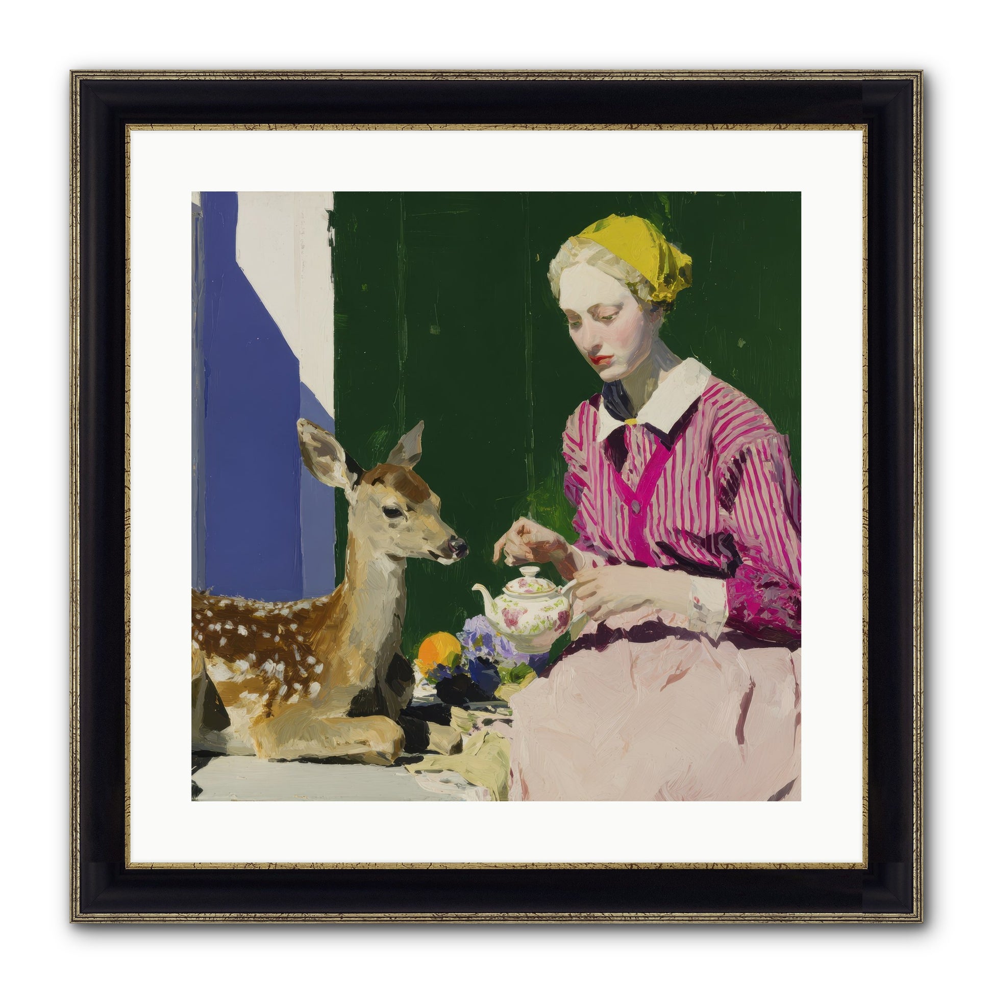 Portrait in Stolen Moments Framed Print - Black & Gold 20x20