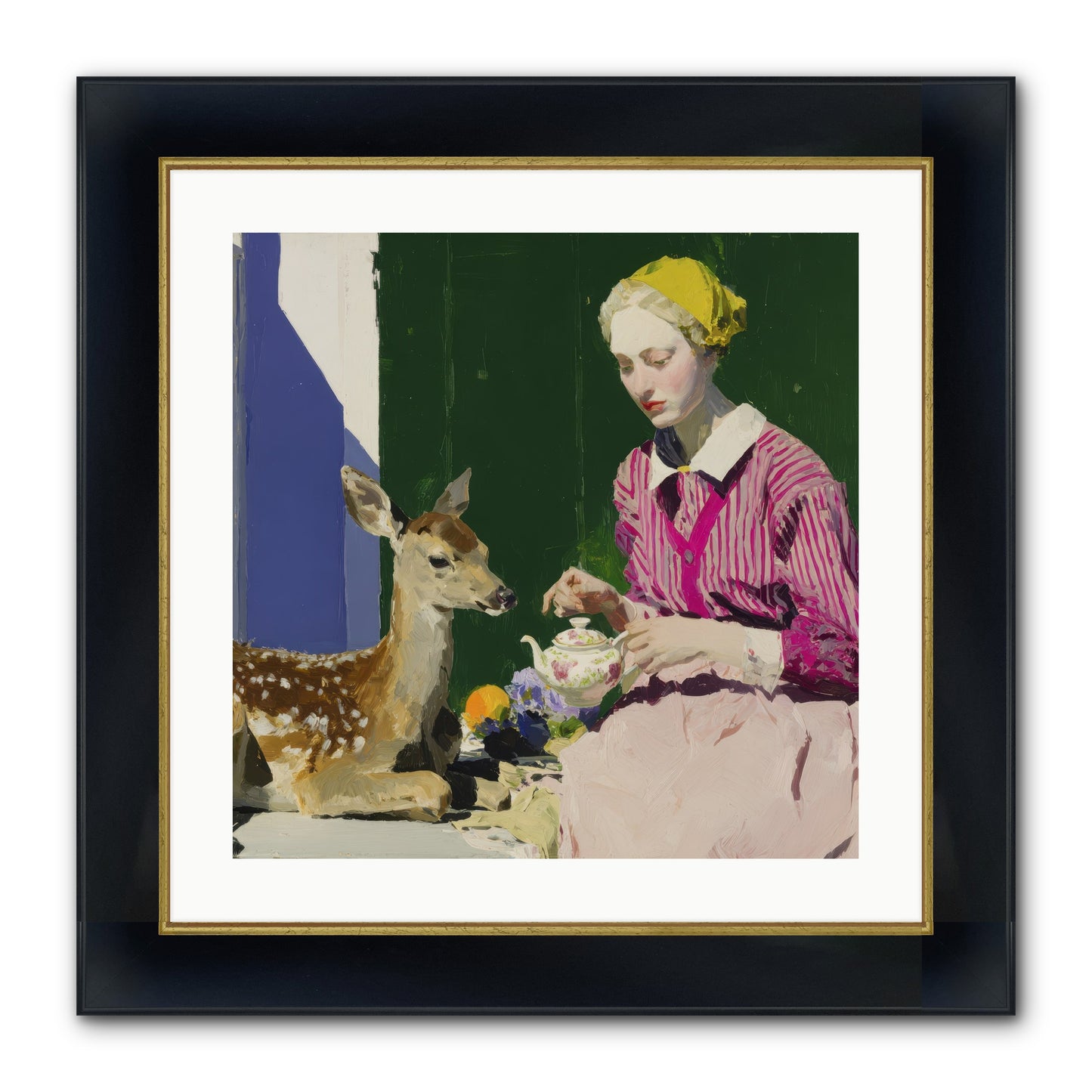 Portrait in Stolen Moments Framed Print - Wide Black w/Gold 20x20