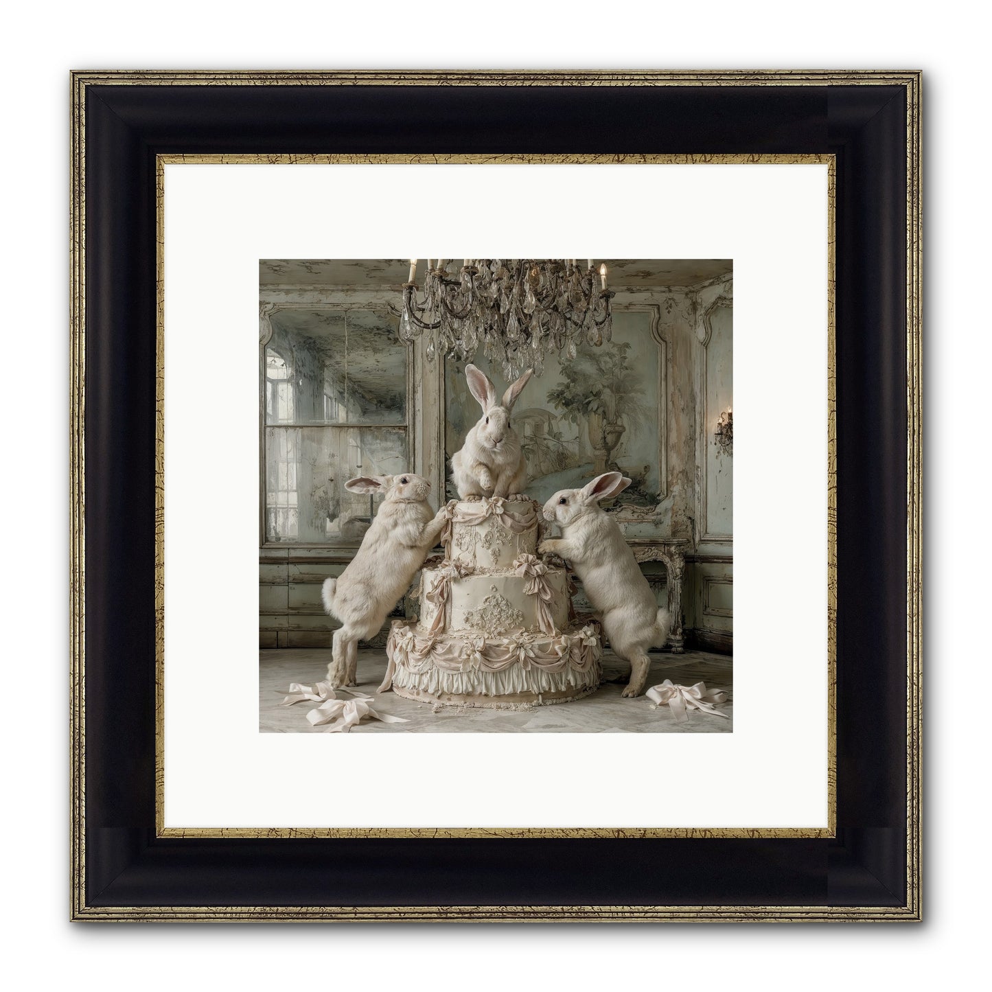 Portrait in the Sugar Court Framed Print - Black & Gold 10x10