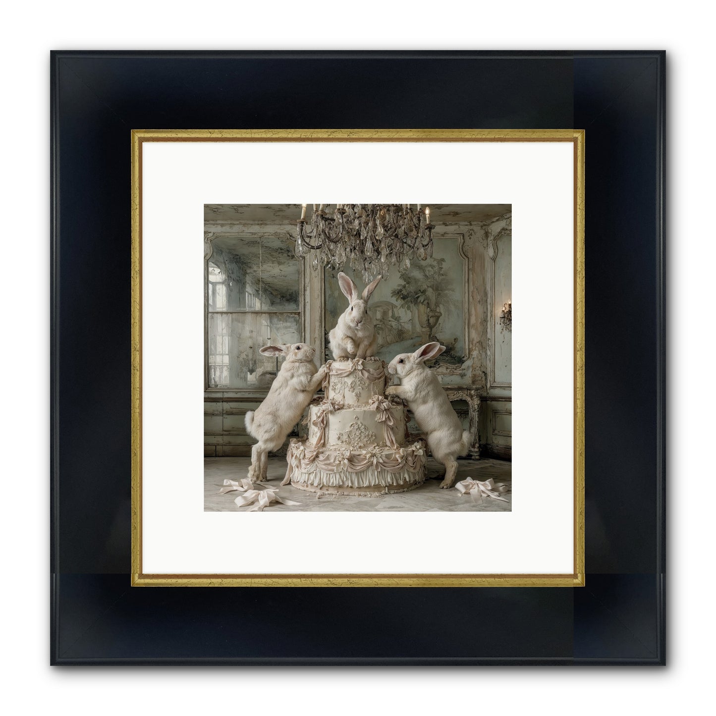 Portrait in the Sugar Court Framed Print - Wide Black w/Gold 10x10