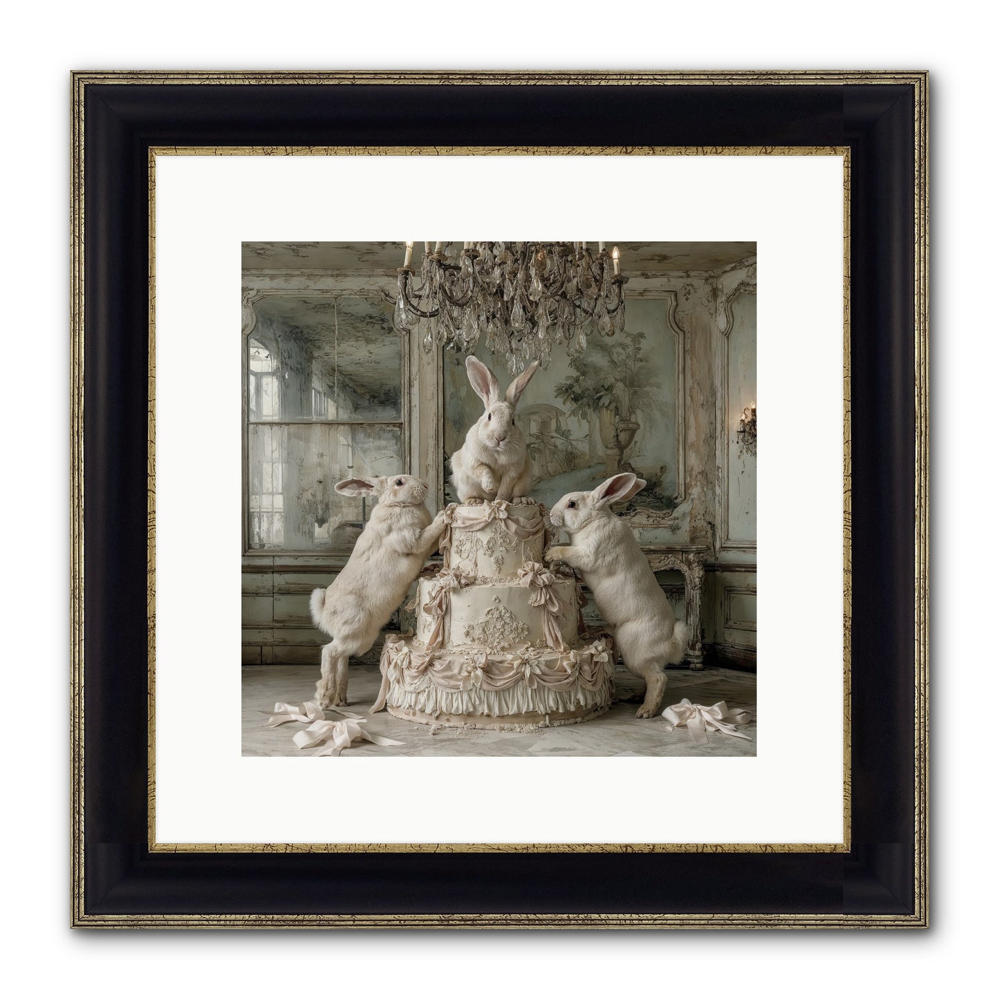 Portrait in the Sugar Court Framed Print - Black & Gold 12x12