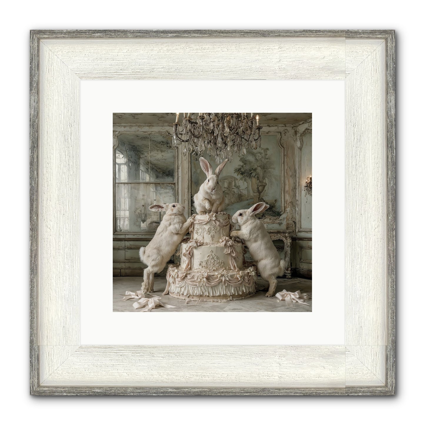 Portrait in the Sugar Court Framed Print - Driftwood White 12x12