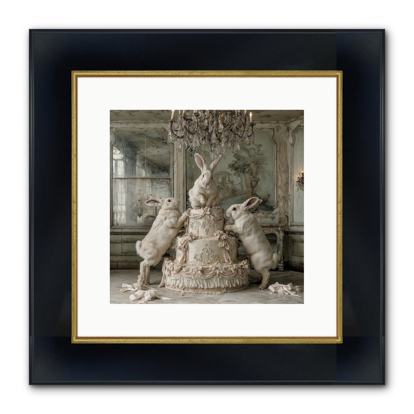 Portrait in the Sugar Court Framed Print - Wide Black w/Gold 12x12