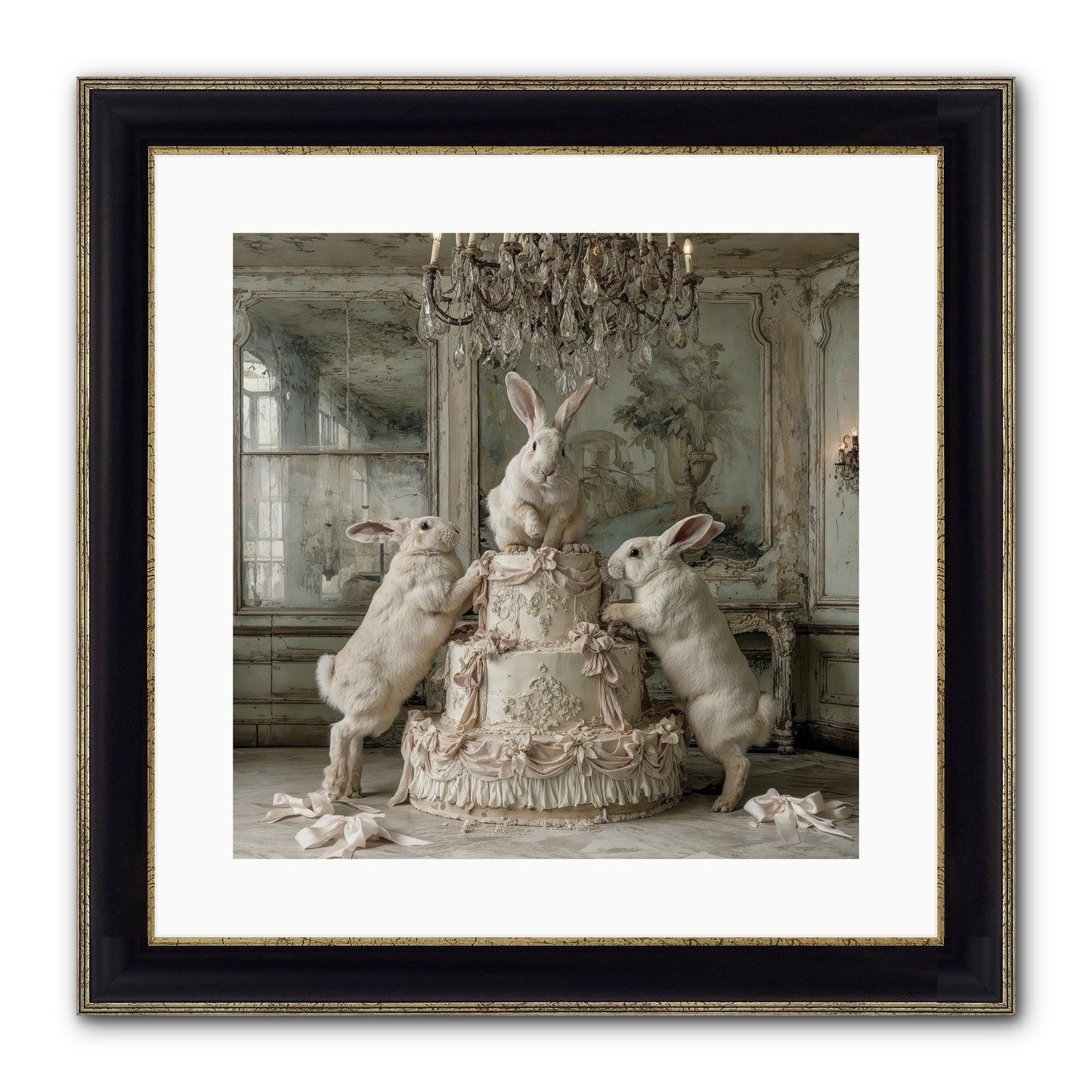 Portrait in the Sugar Court Framed Print - Black & Gold 16x16