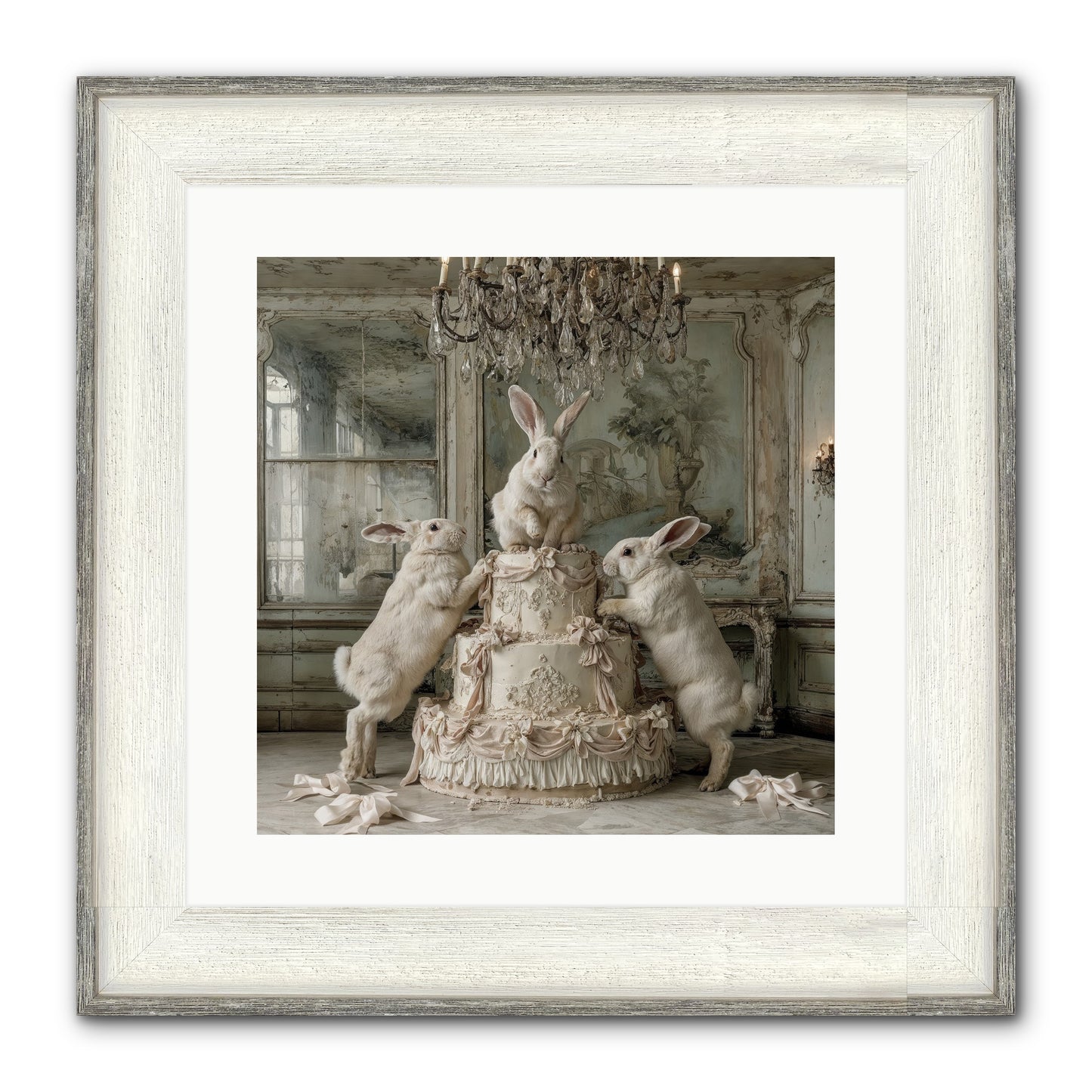 Portrait in the Sugar Court Framed Print - Driftwood White 16x16