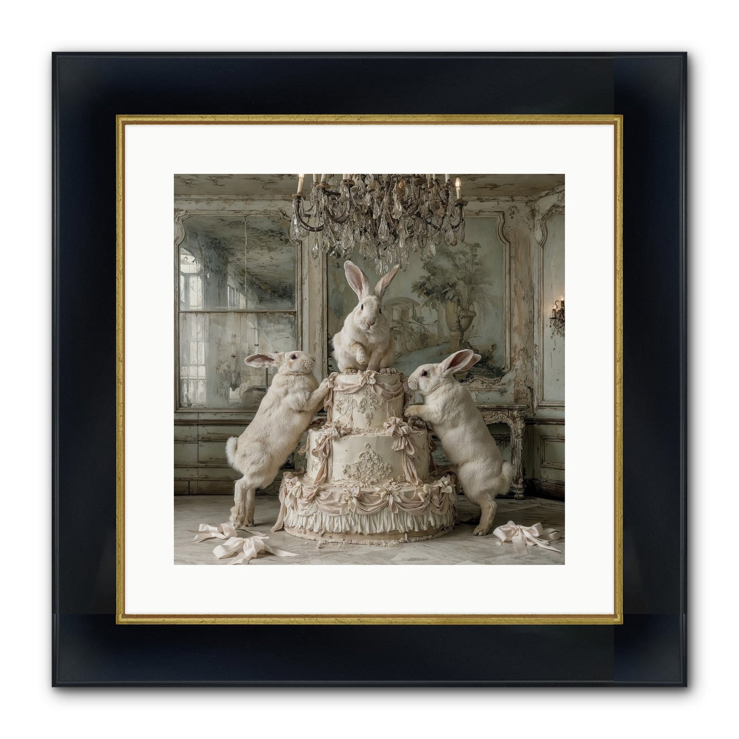 Portrait in the Sugar Court Framed Print - Wide Black w/Gold 16x16