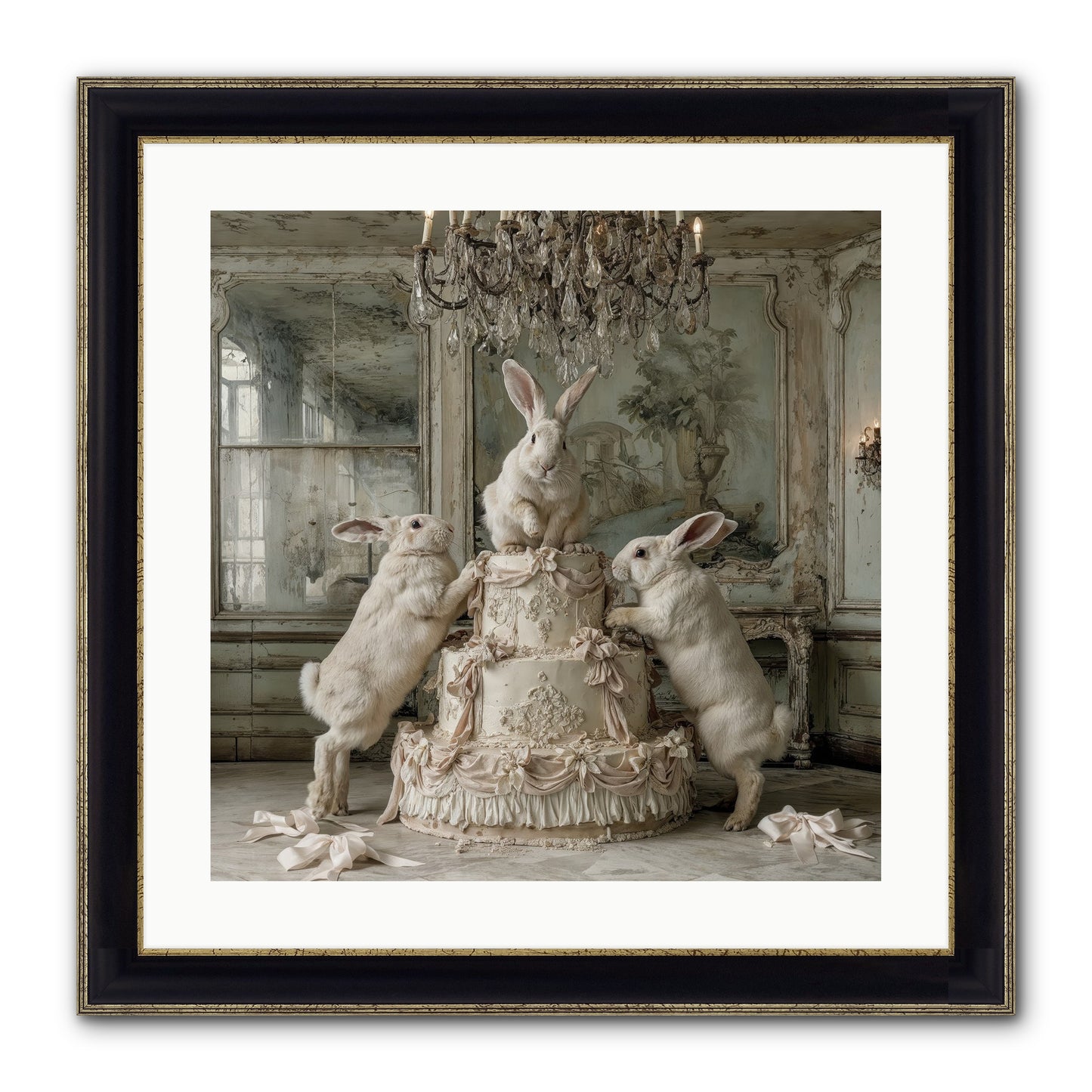 Portrait in the Sugar Court Framed Print - Black & Gold 20x20