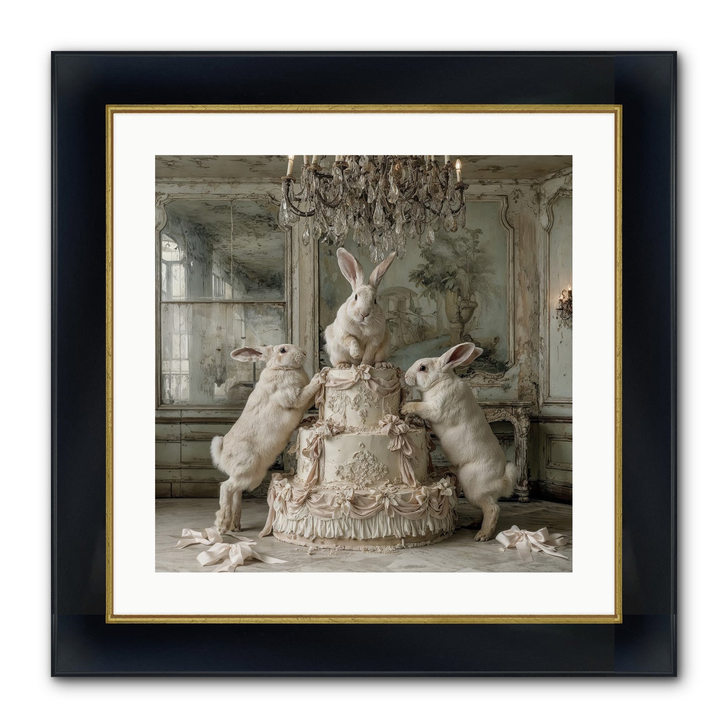 Portrait in the Sugar Court Framed Print - Wide Black w/Gold 20x20