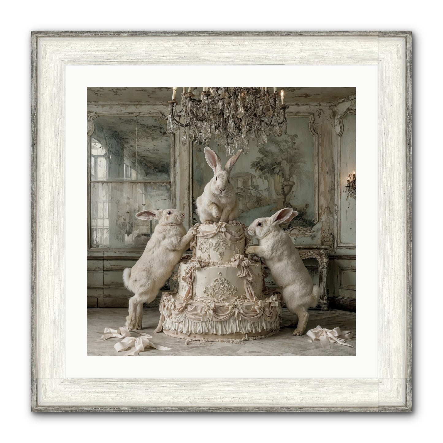 Portrait in the Sugar Court Framed Print - Driftwood White 24x24