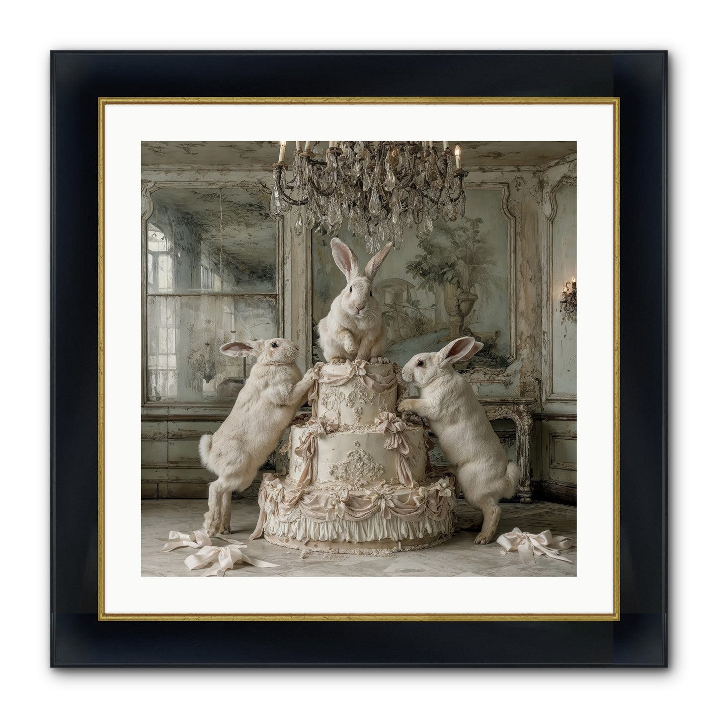 Portrait in the Sugar Court Framed Print - Wide Black w/Gold 24x24