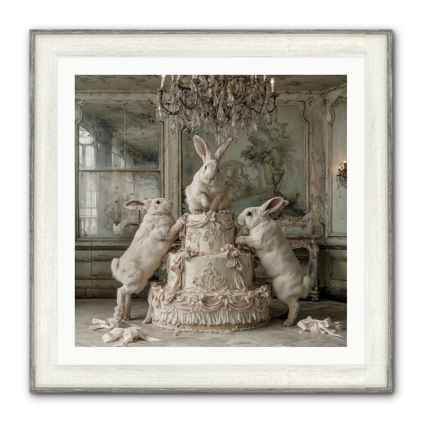 Portrait in the Sugar Court Framed Print - Driftwood White 30x30