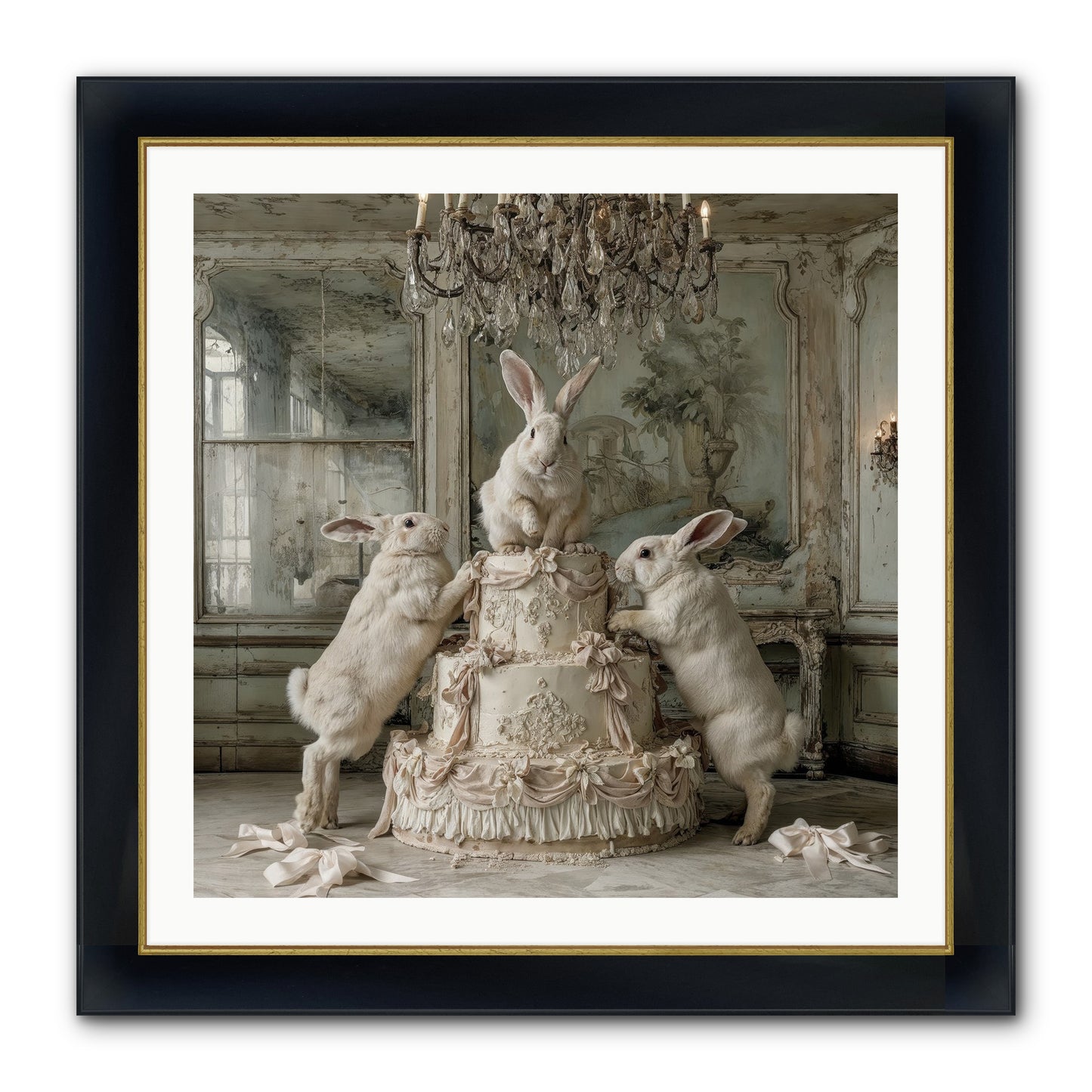 Portrait in the Sugar Court Framed Print - Wide Black w/Gold 30x30