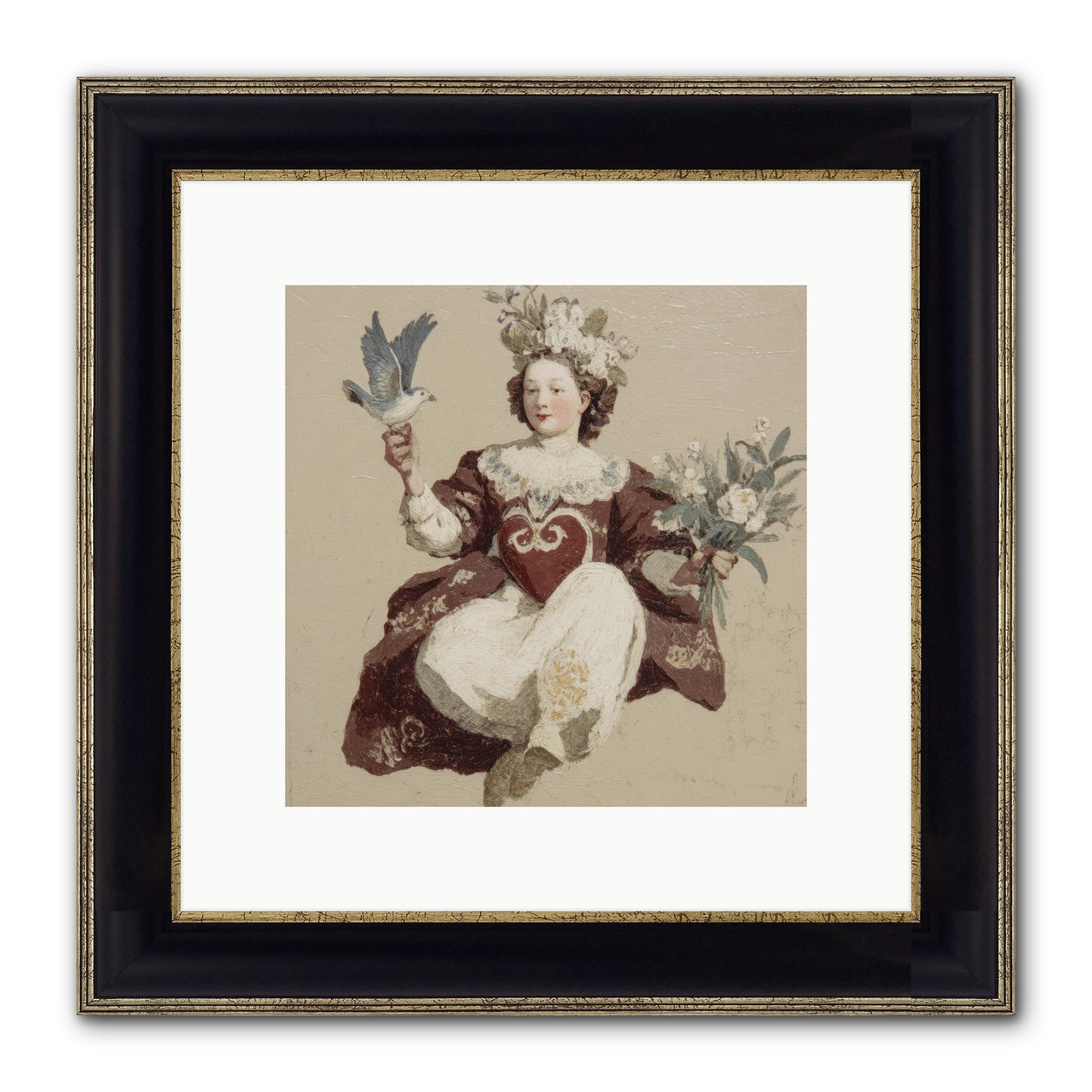Portrait Of Love's Patient Wait Framed Print - Black & Gold 10x10