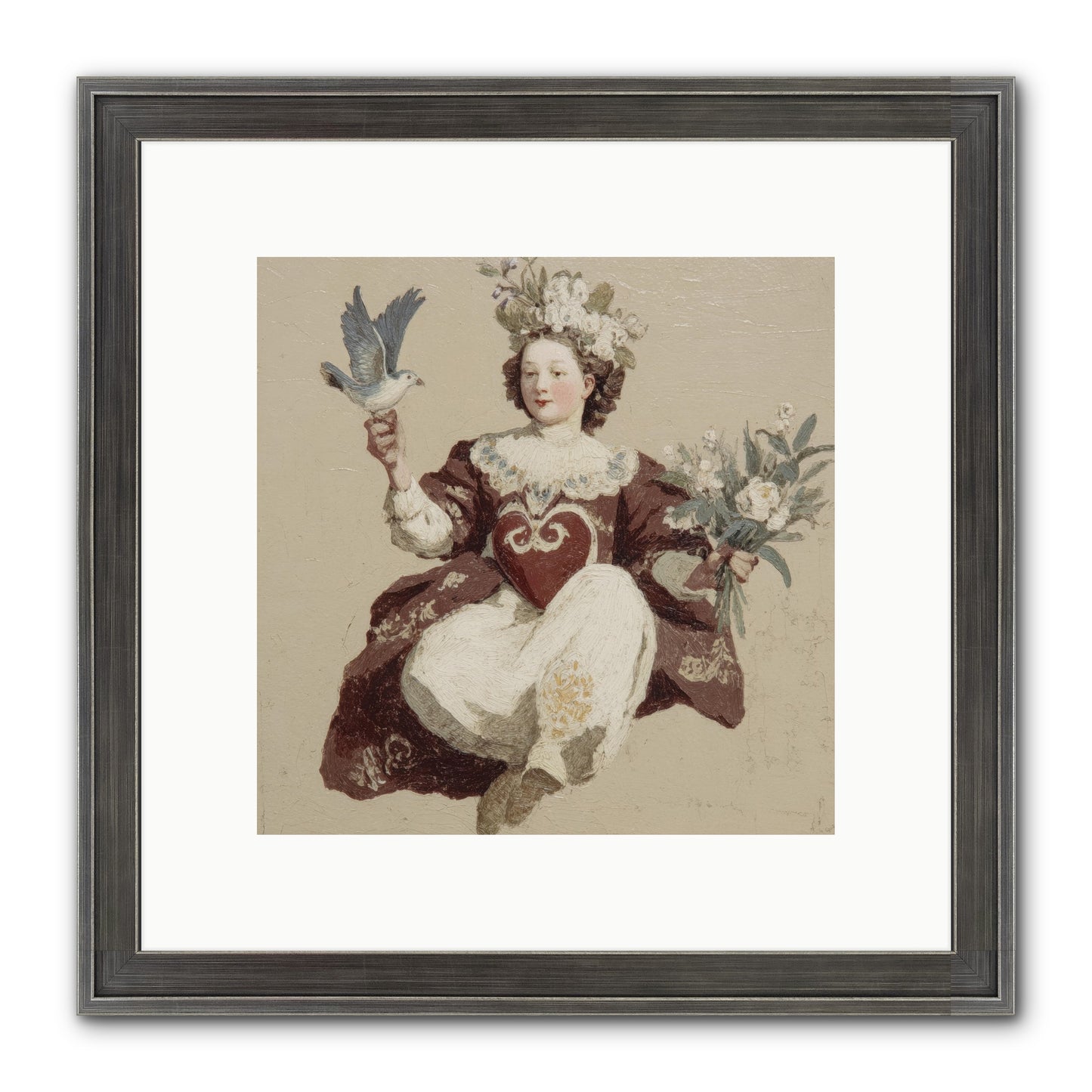 Portrait Of Love's Patient Wait Framed Print - Slimwoods Black/Silver 10x10