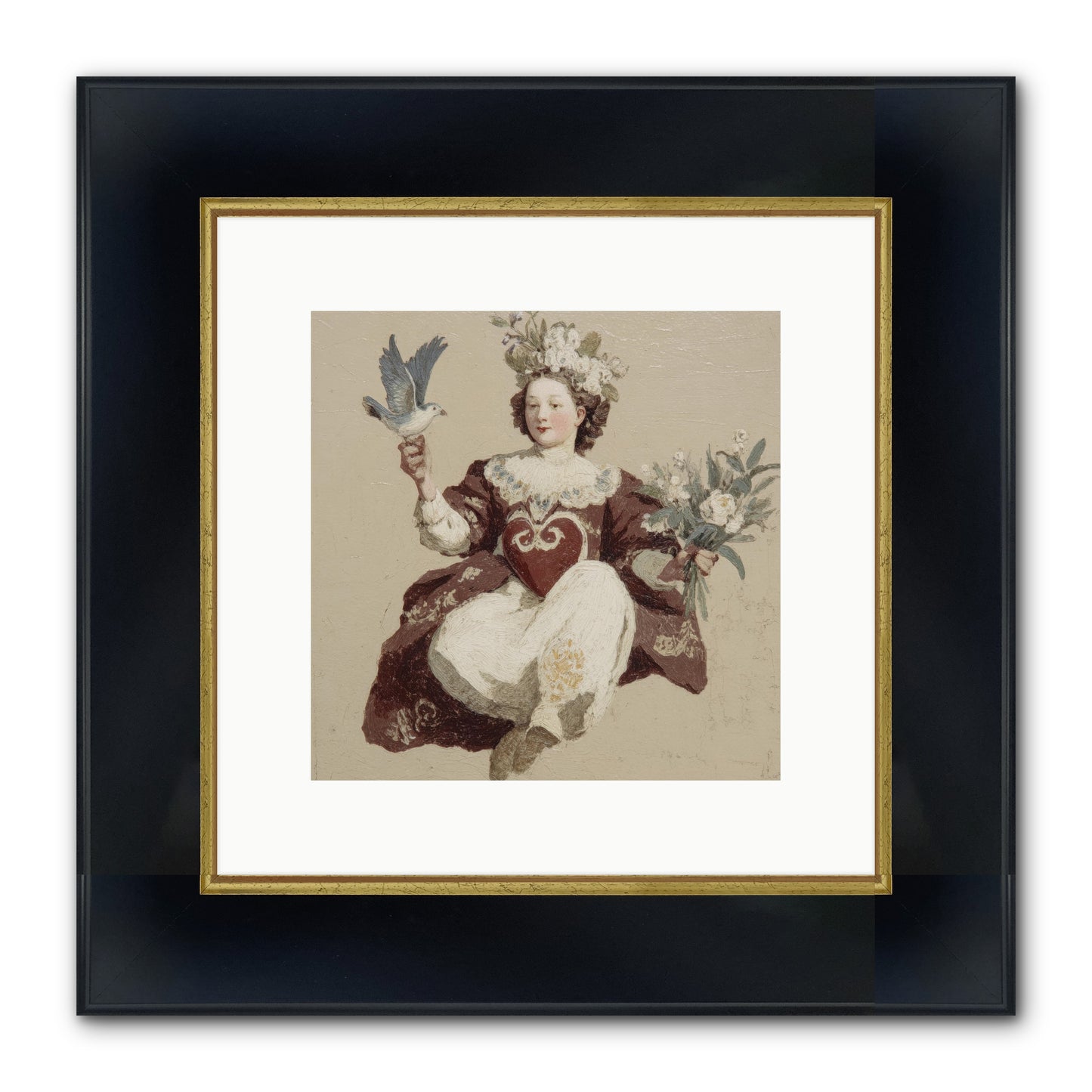 Portrait Of Love's Patient Wait Framed Print - Wide Black w/Gold 10x10