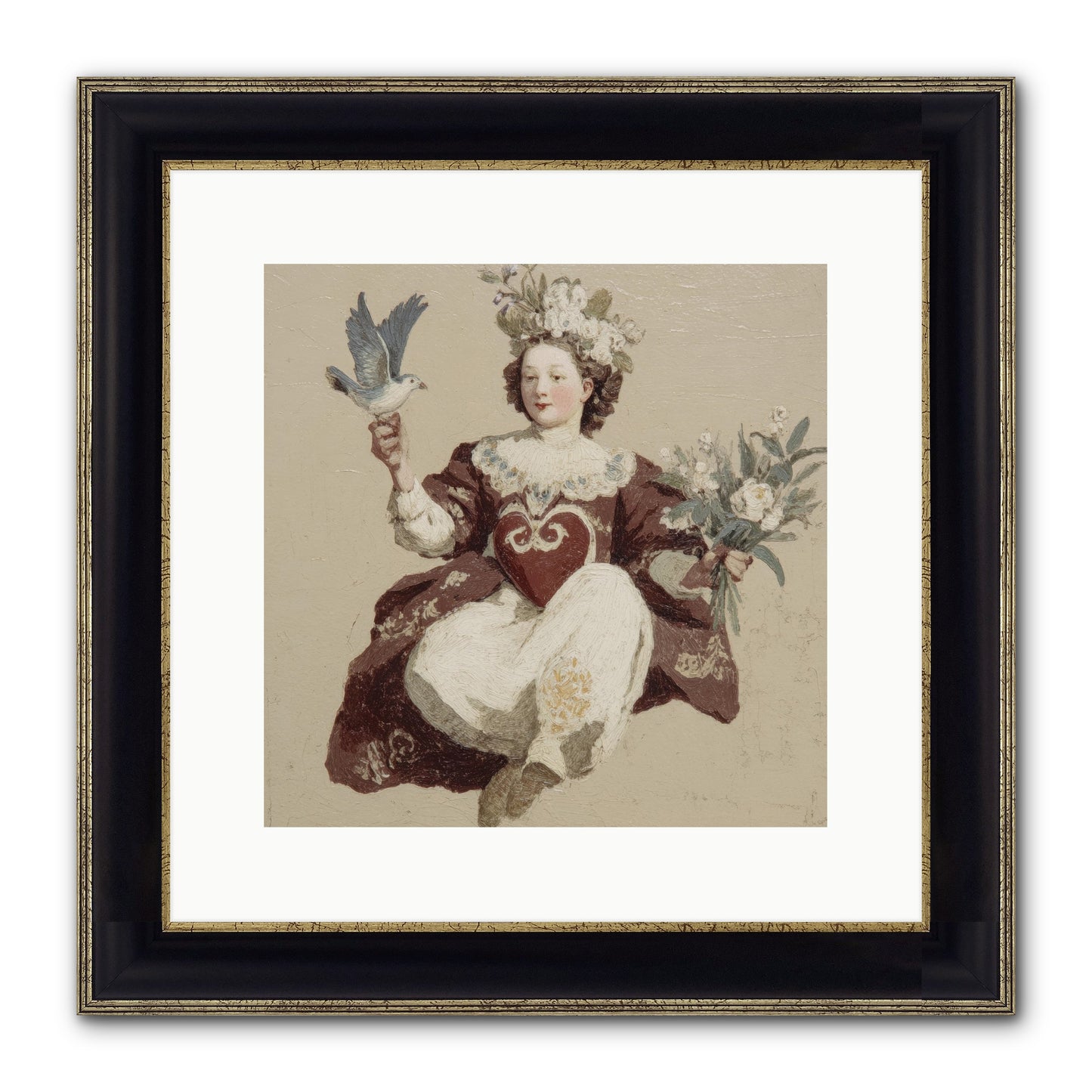 Portrait Of Love's Patient Wait Framed Print - Black & Gold 12x12