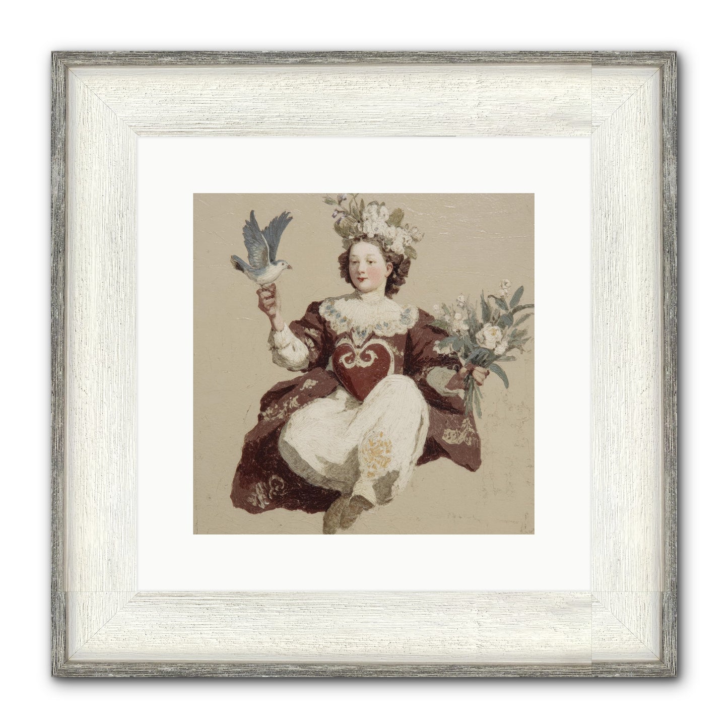 Portrait Of Love's Patient Wait Framed Print - Driftwood White 12x12