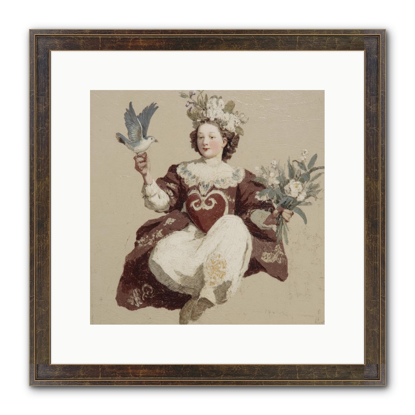 Portrait Of Love's Patient Wait Framed Print - Slimwoods Black/Gold 12x12