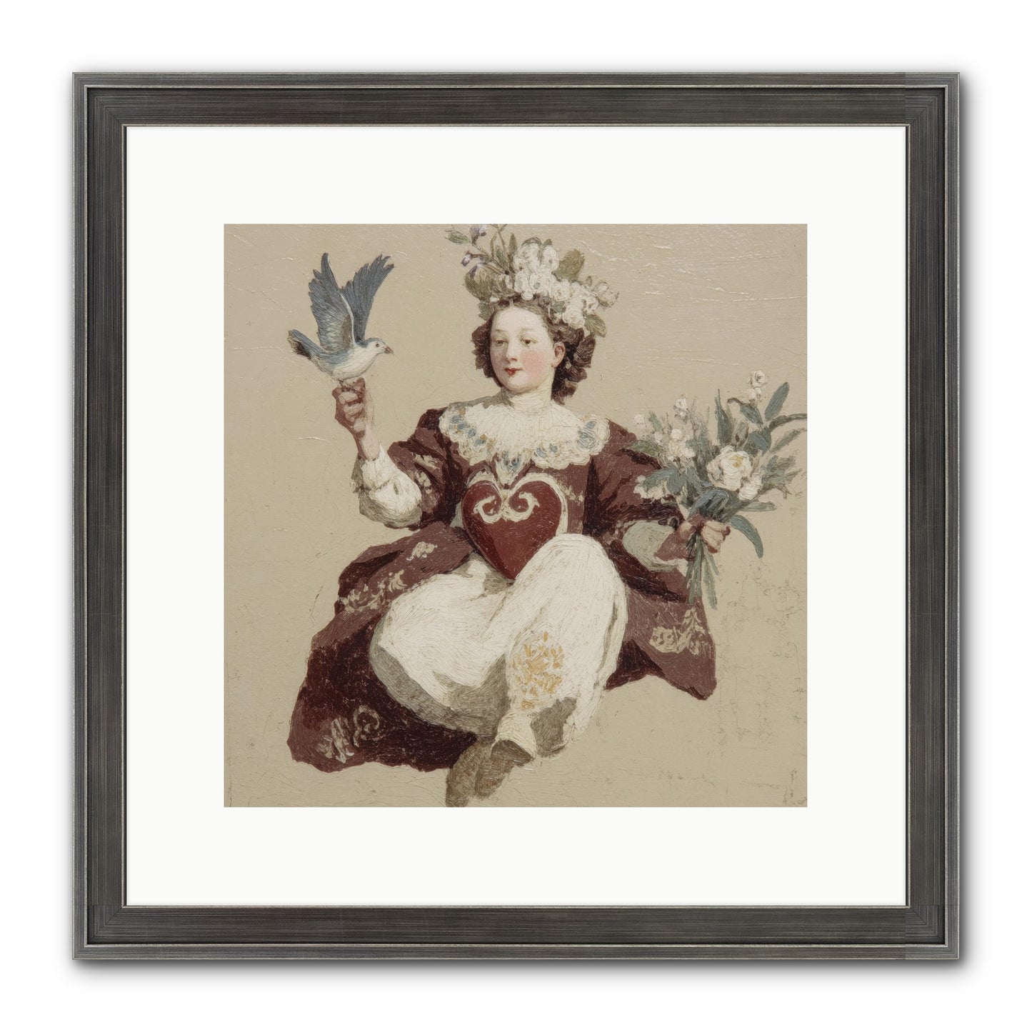 Portrait Of Love's Patient Wait Framed Print - Slimwoods Black/Silver 12x12