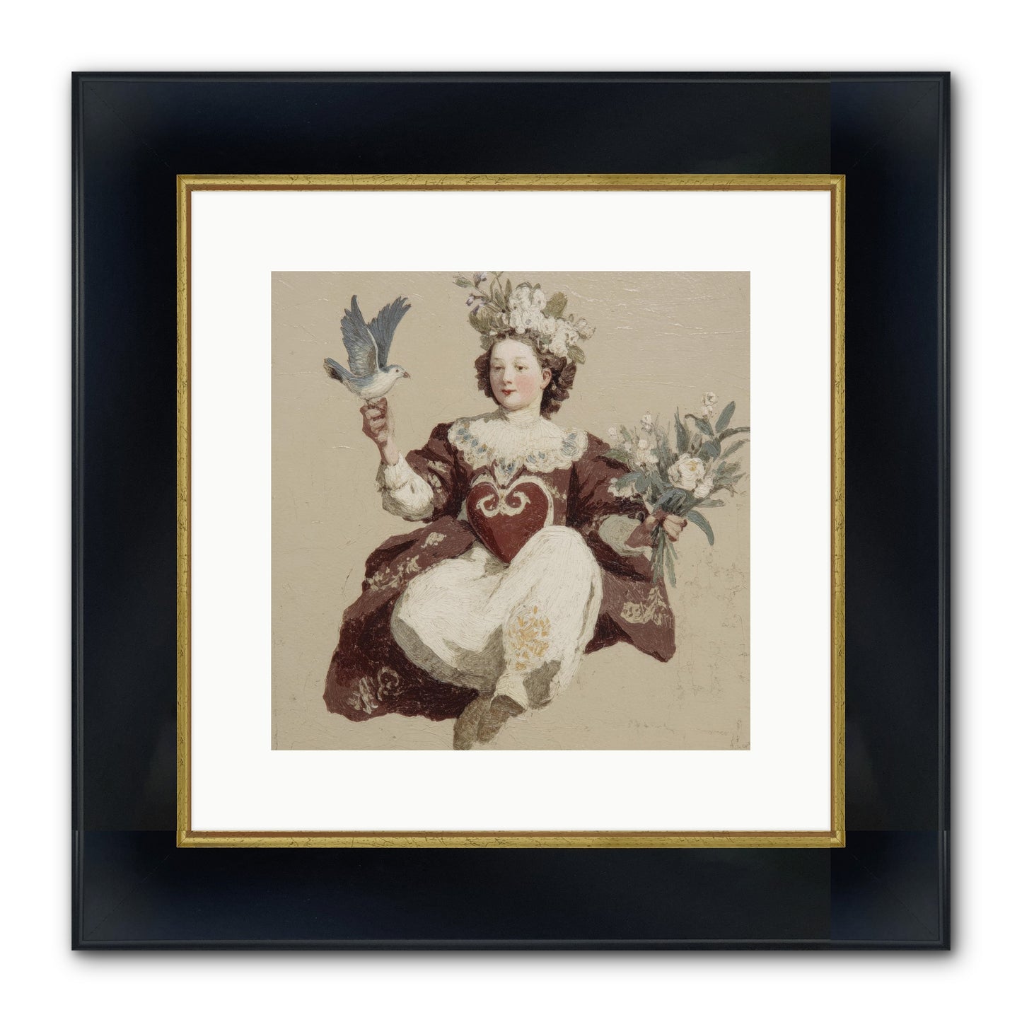 Portrait Of Love's Patient Wait Framed Print - Wide Black w/Gold 12x12