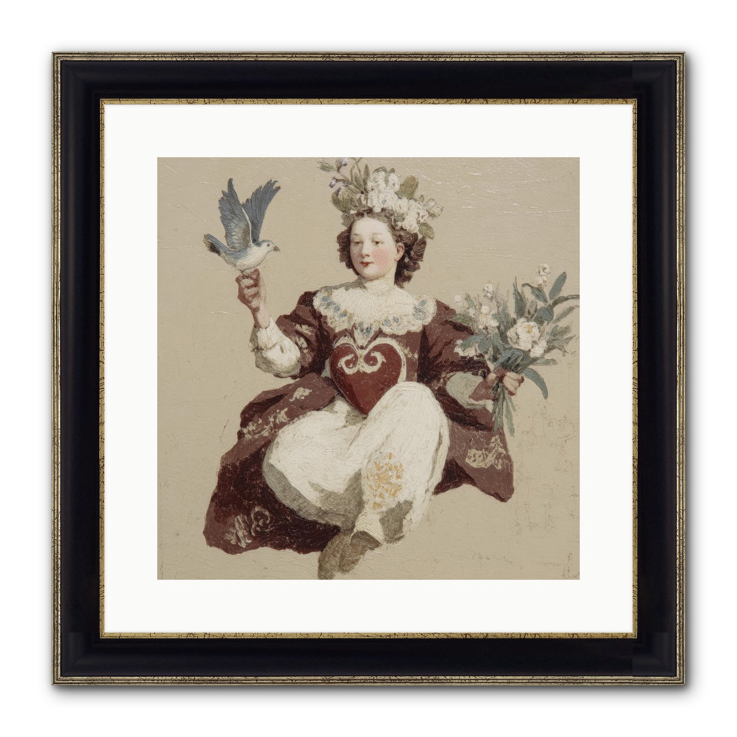 Portrait Of Love's Patient Wait Framed Print - Black & Gold 16x16