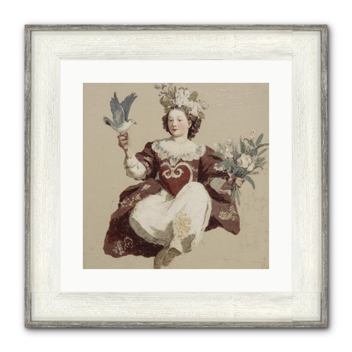 Portrait Of Love's Patient Wait Framed Print - Driftwood White 16x16