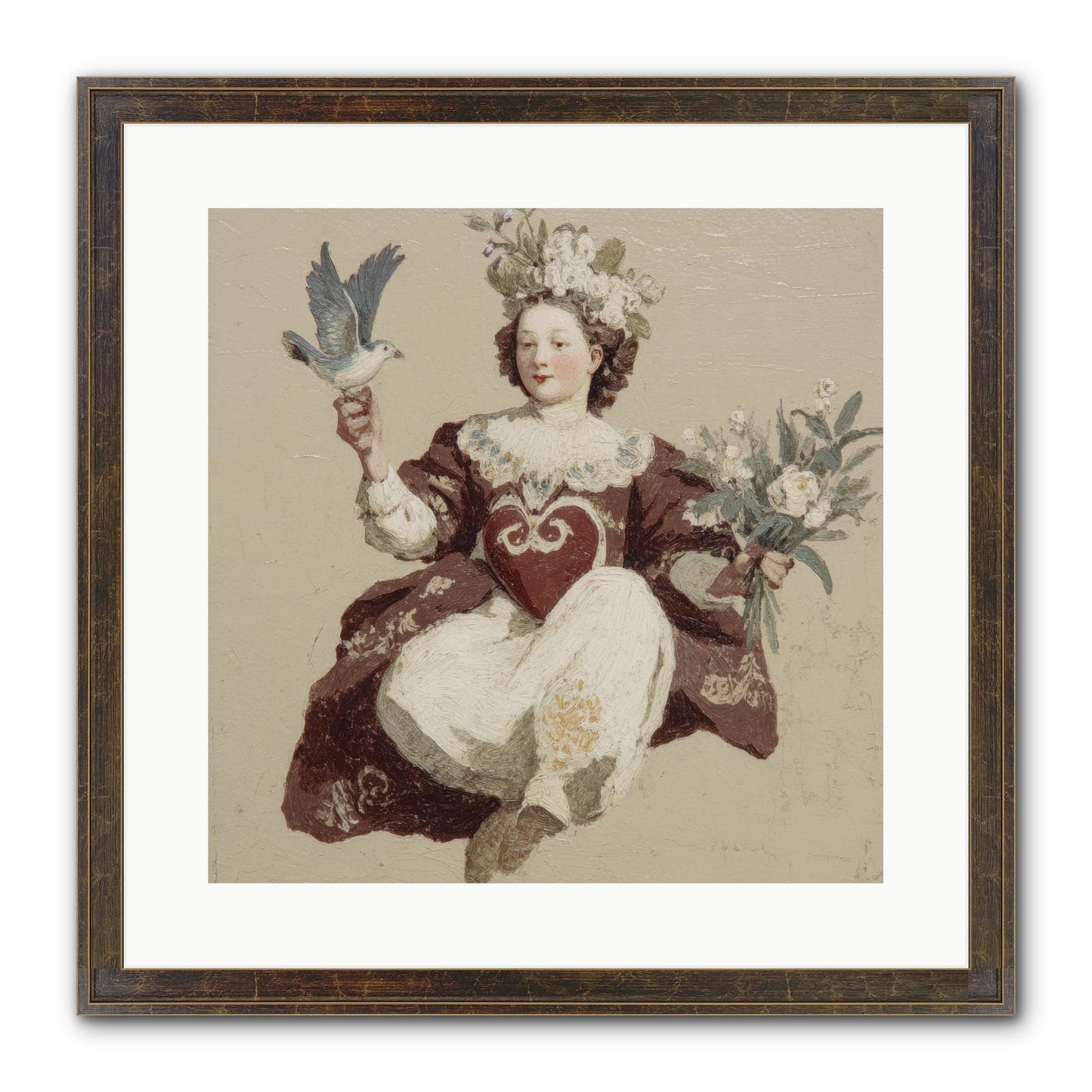 Portrait Of Love's Patient Wait Framed Print - Slimwoods Black/Gold 16x16