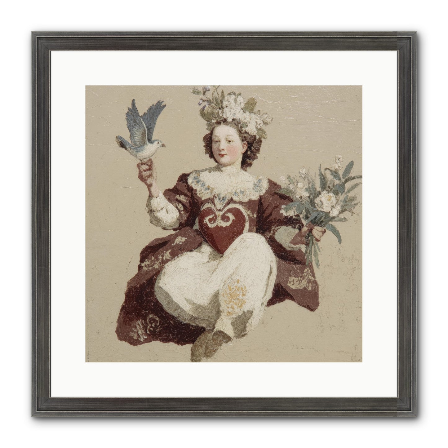 Portrait Of Love's Patient Wait Framed Print - Slimwoods Black/Silver 16x16