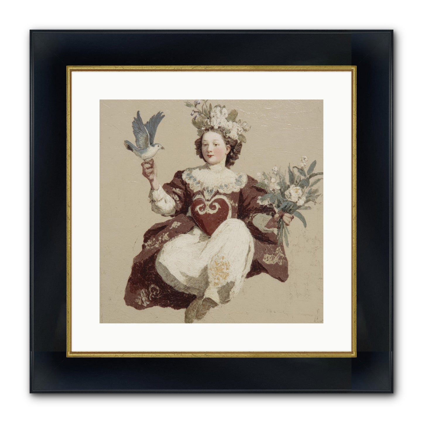 Portrait Of Love's Patient Wait Framed Print - Wide Black w/Gold 16x16
