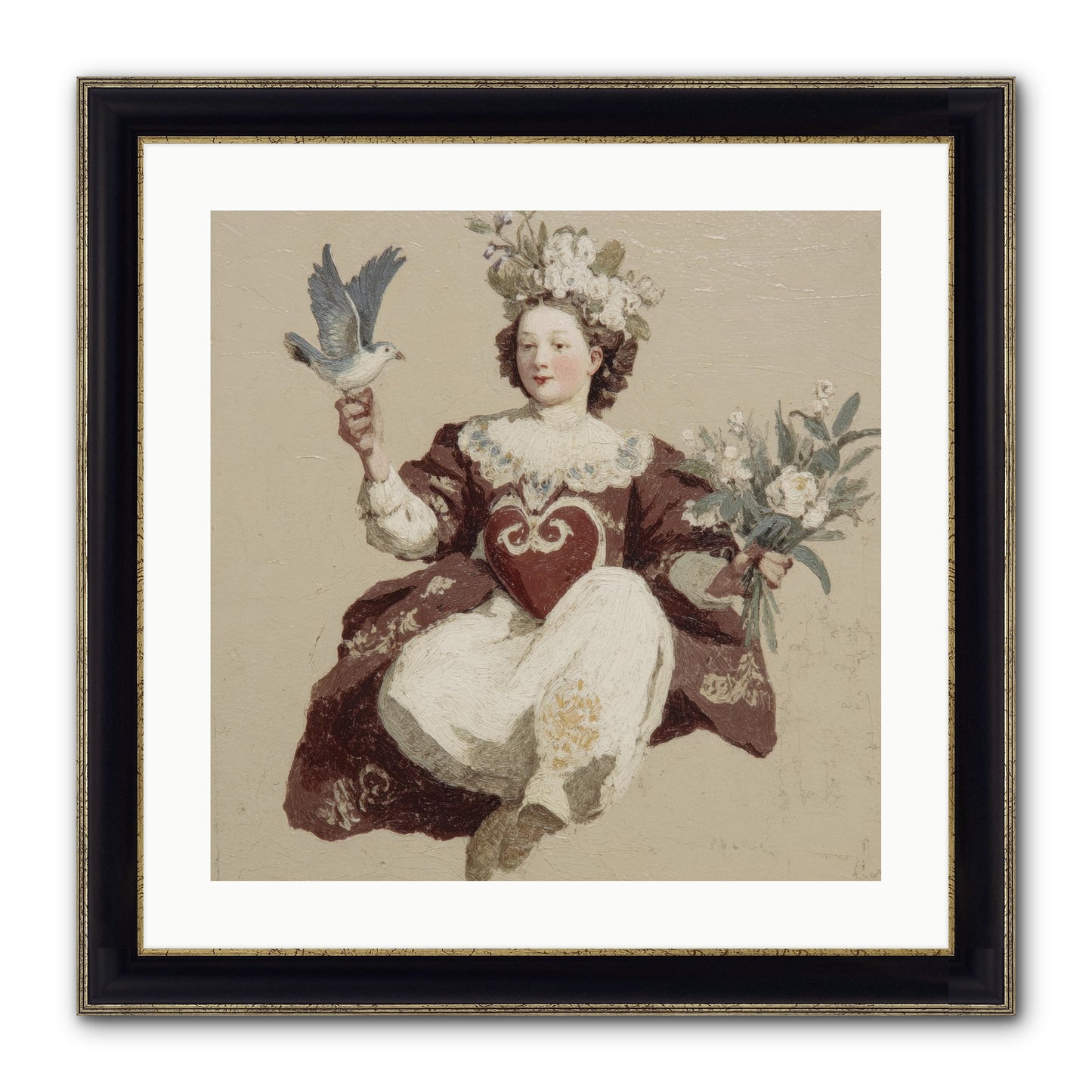 Portrait Of Love's Patient Wait Framed Print - Black & Gold 20x20