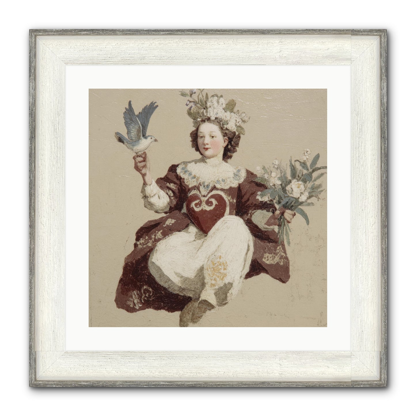 Portrait Of Love's Patient Wait Framed Print - Driftwood White 20x20
