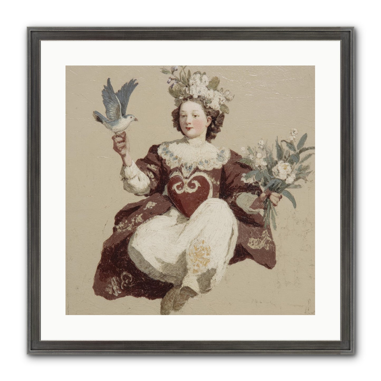 Portrait Of Love's Patient Wait Framed Print - Slimwoods Black/Silver 20x20